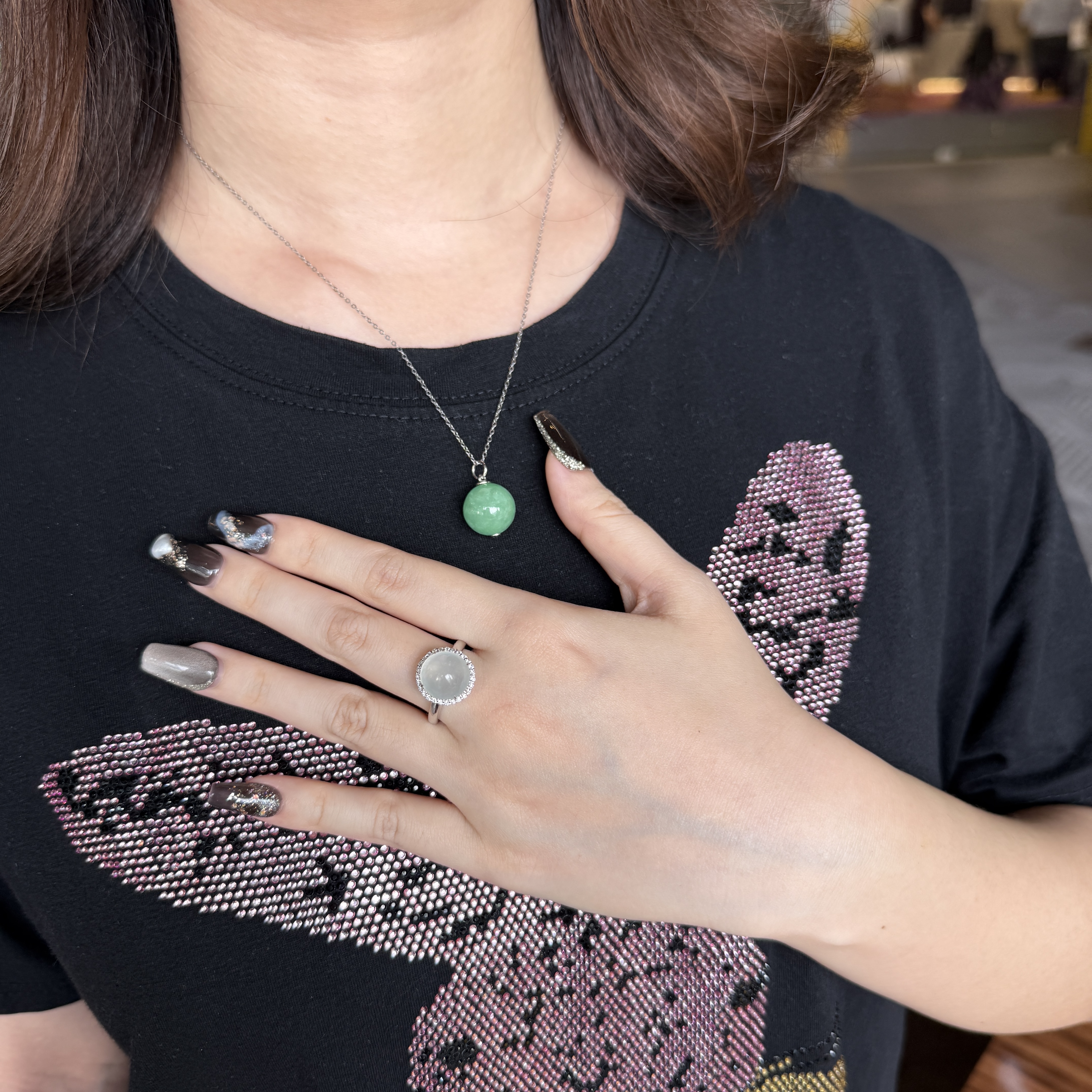 Green Jade Bead Pendant (PJA00818)