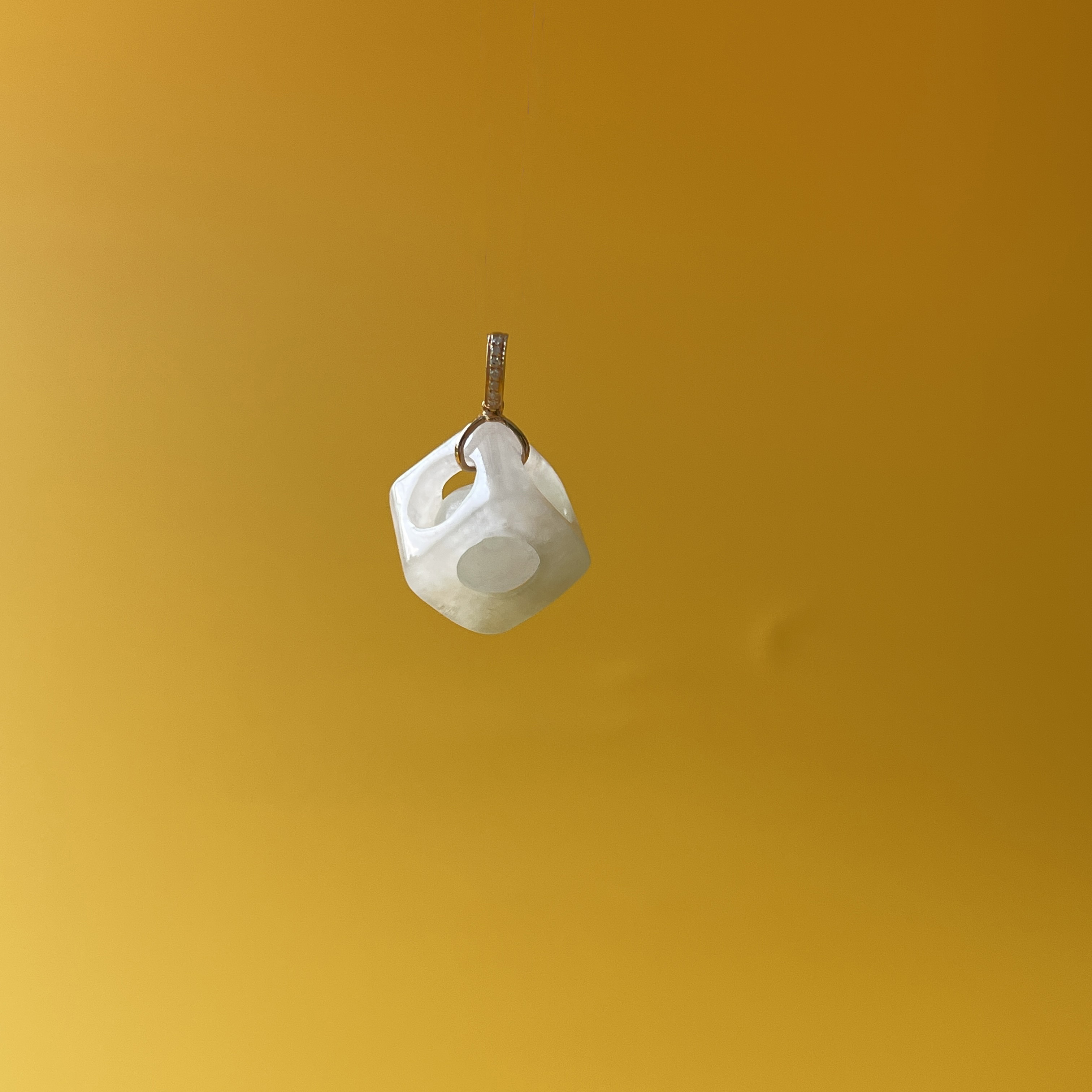 Carved Dice With Moving Ball Sculptural Pendant (PJA00213)