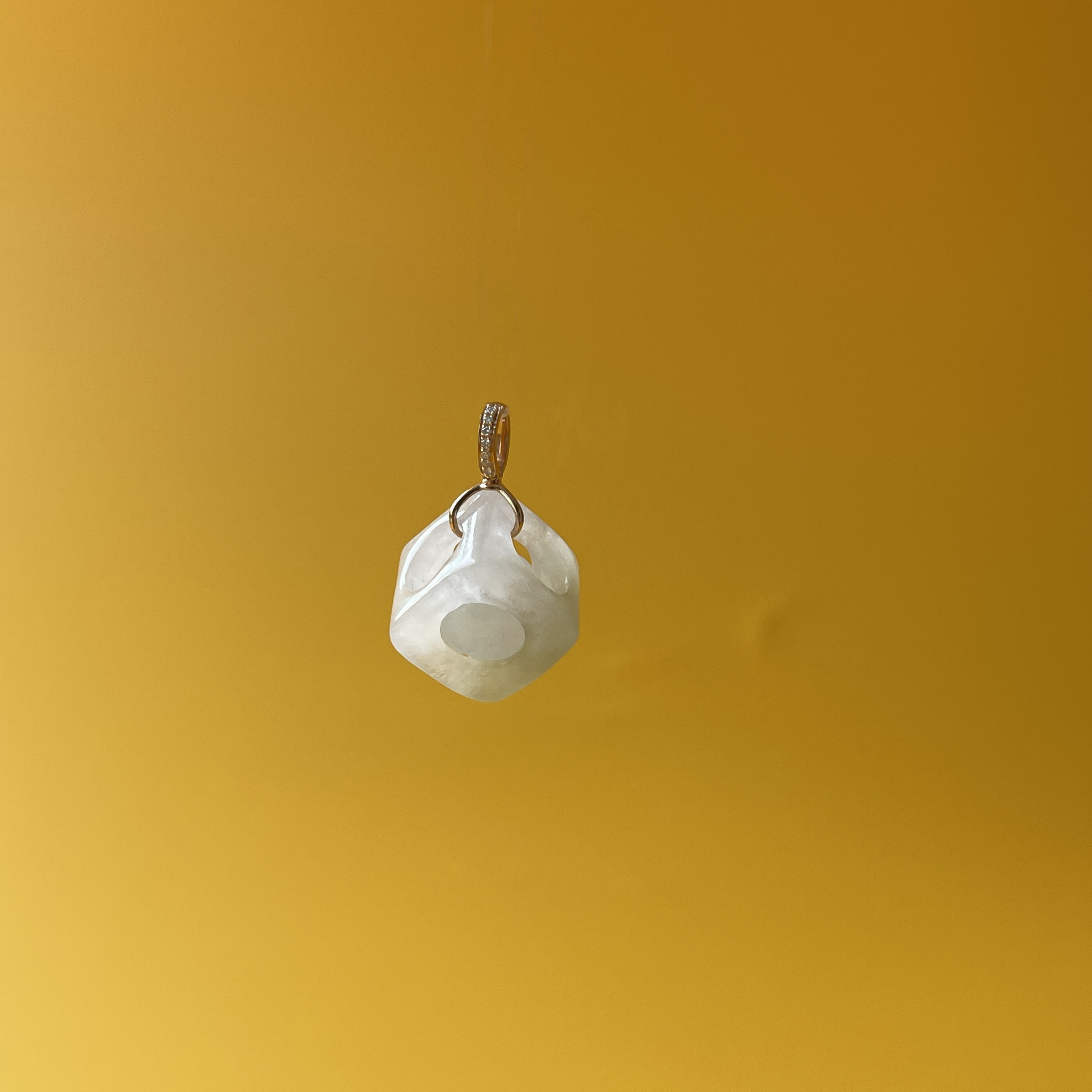 Carved Dice With Moving Ball Sculptural Pendant (PJA00213)