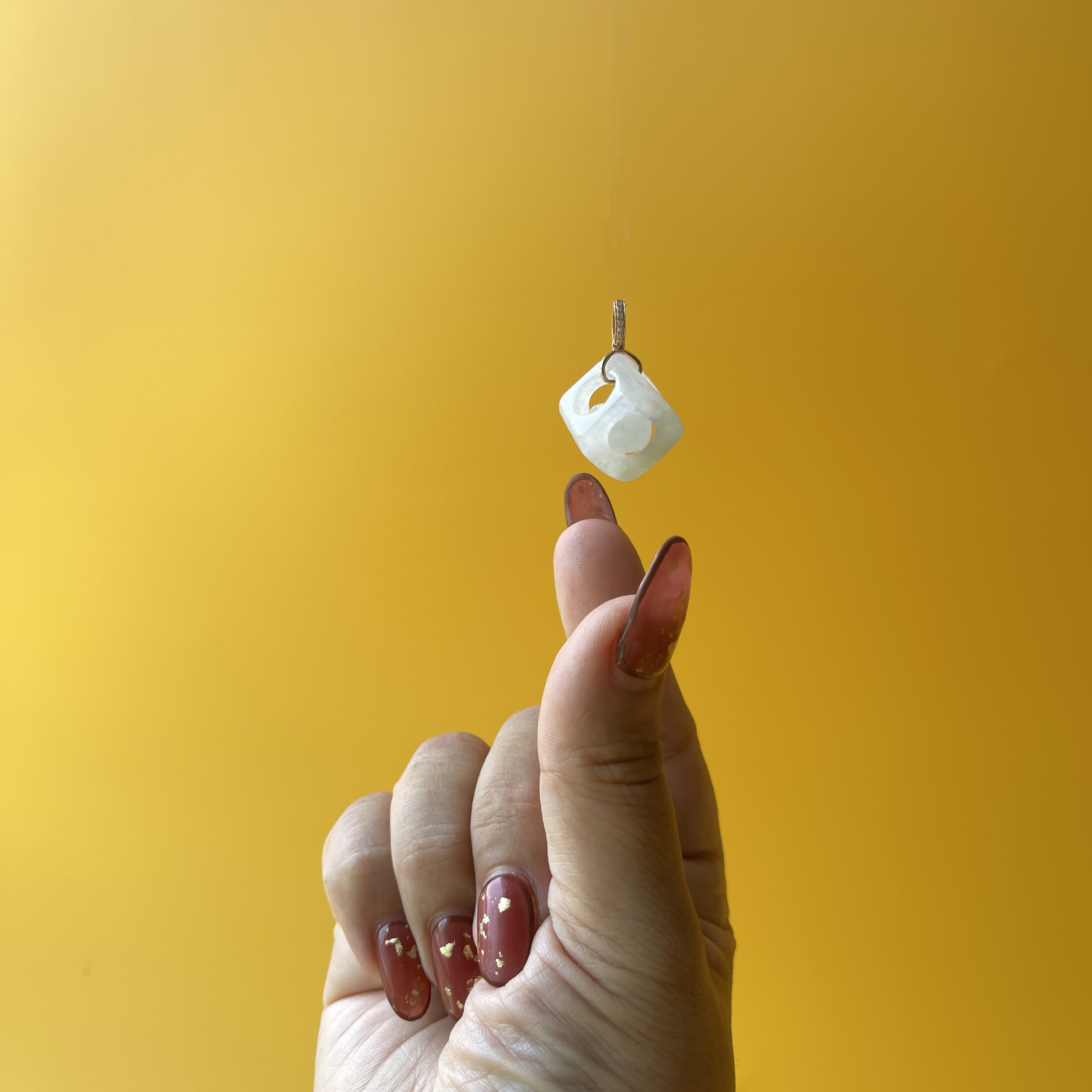 Carved Dice With Moving Ball Sculptural Pendant (PJA00213)