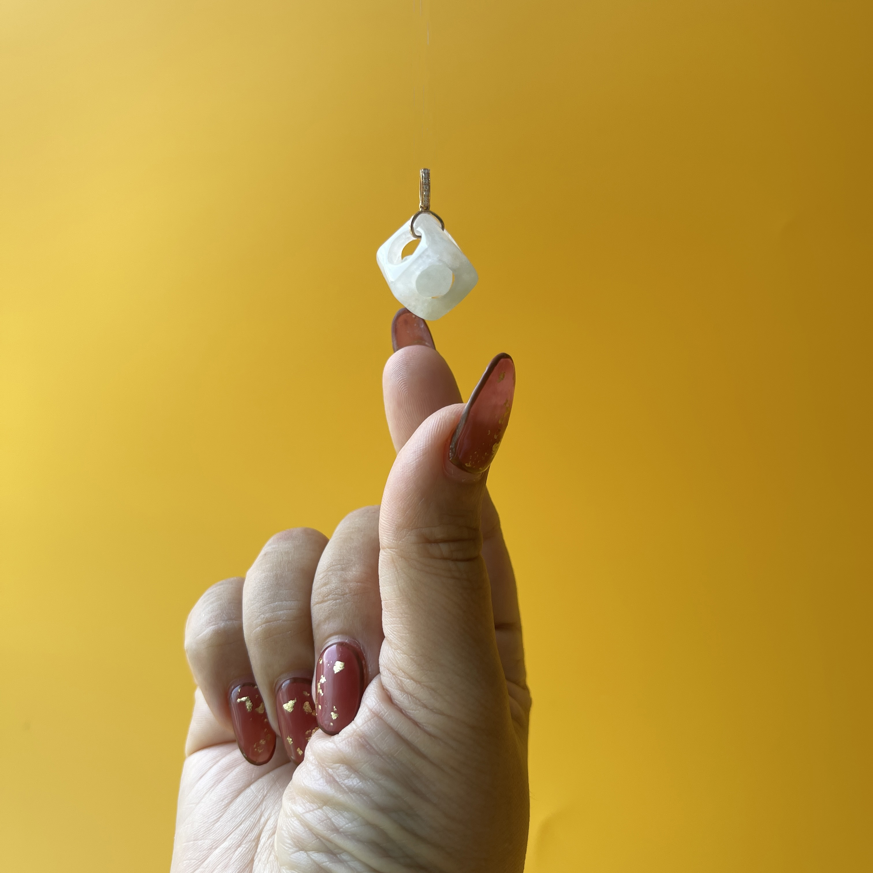Carved Dice With Moving Ball Sculptural Pendant (PJA00213)