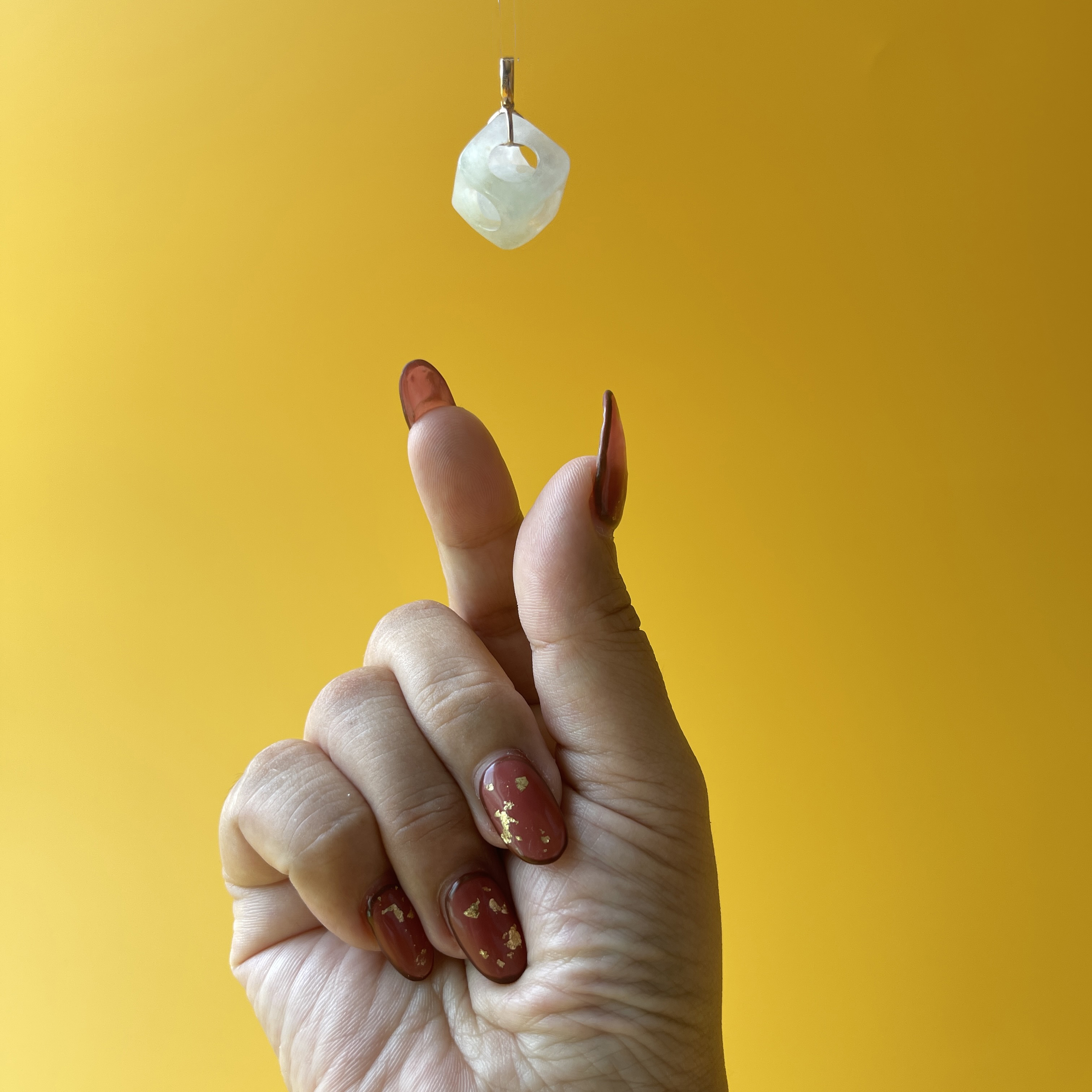 Carved Dice With Moving Ball Sculptural Pendant (PJA00213)