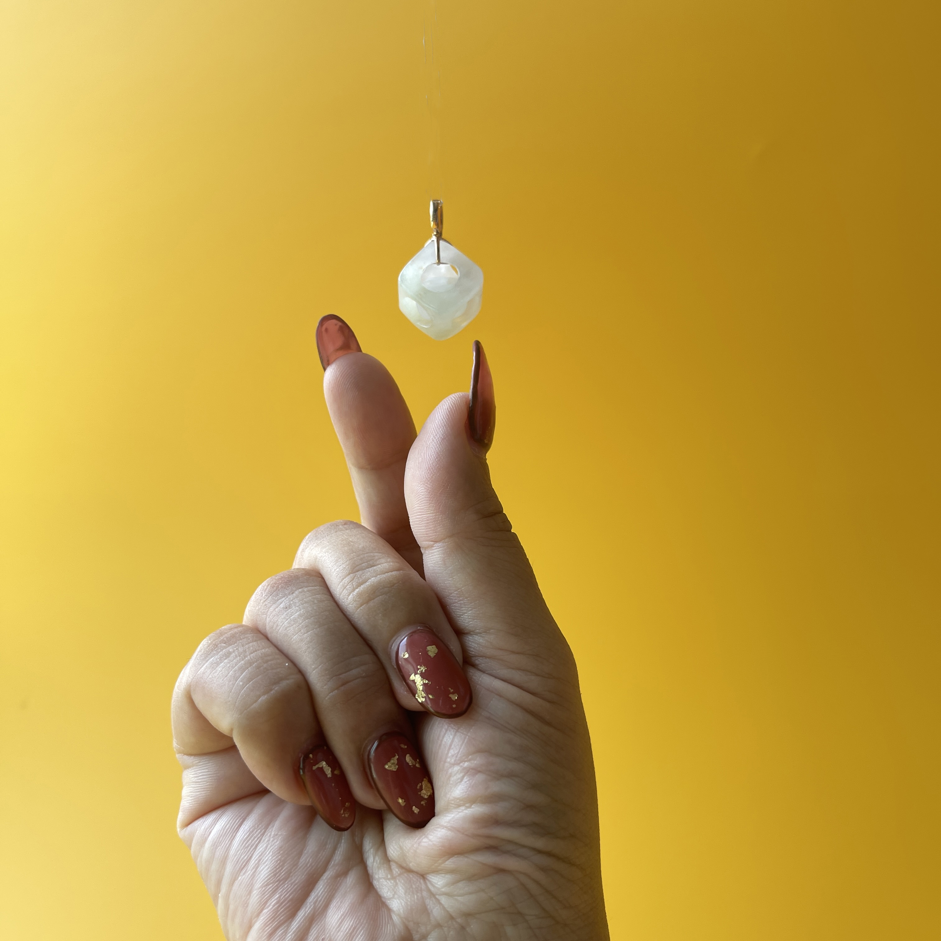 Carved Dice With Moving Ball Sculptural Pendant (PJA00213)