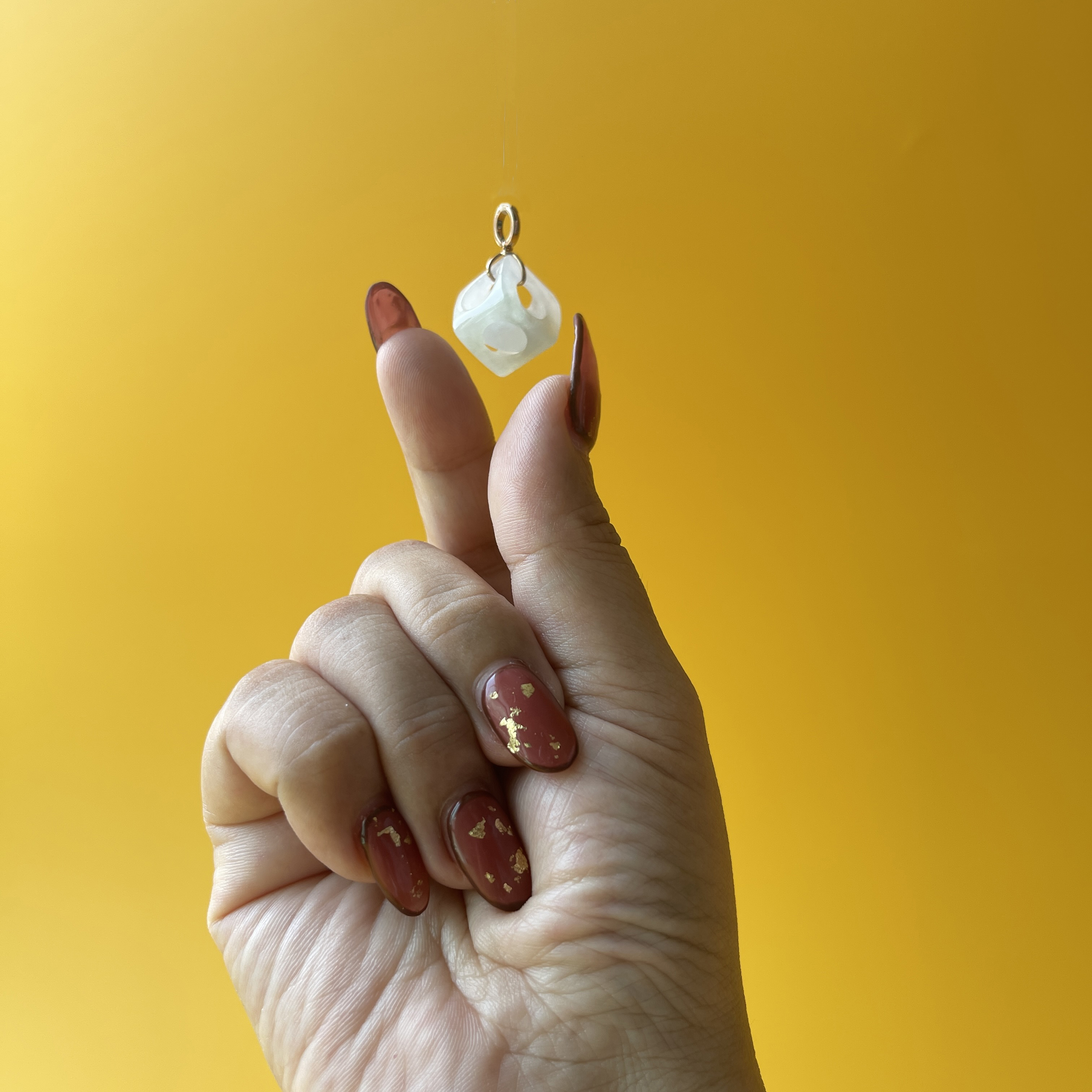 Carved Dice With Moving Ball Sculptural Pendant (PJA00213)