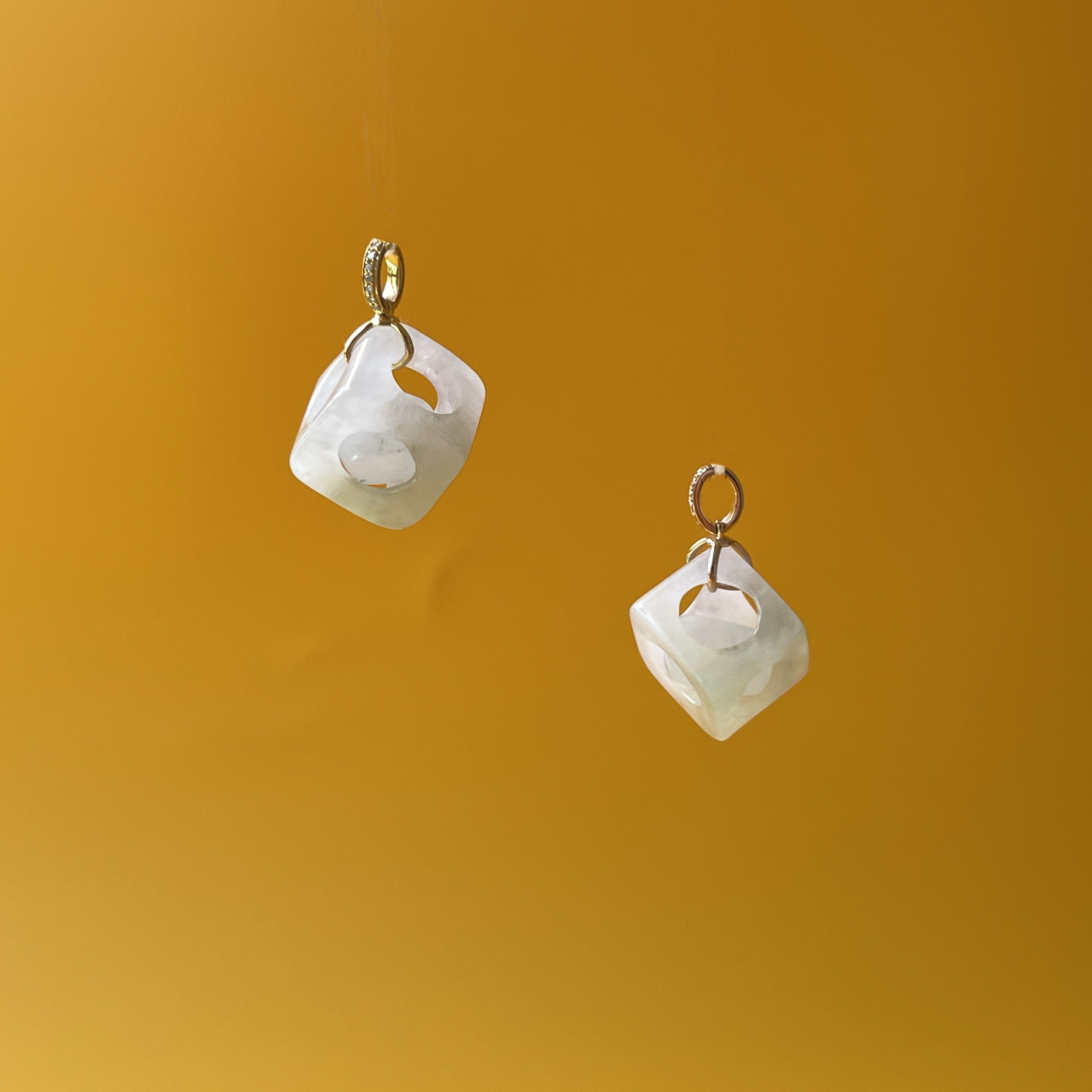 Carved Dice With Moving Ball Sculptural Pendant (PJA00213)