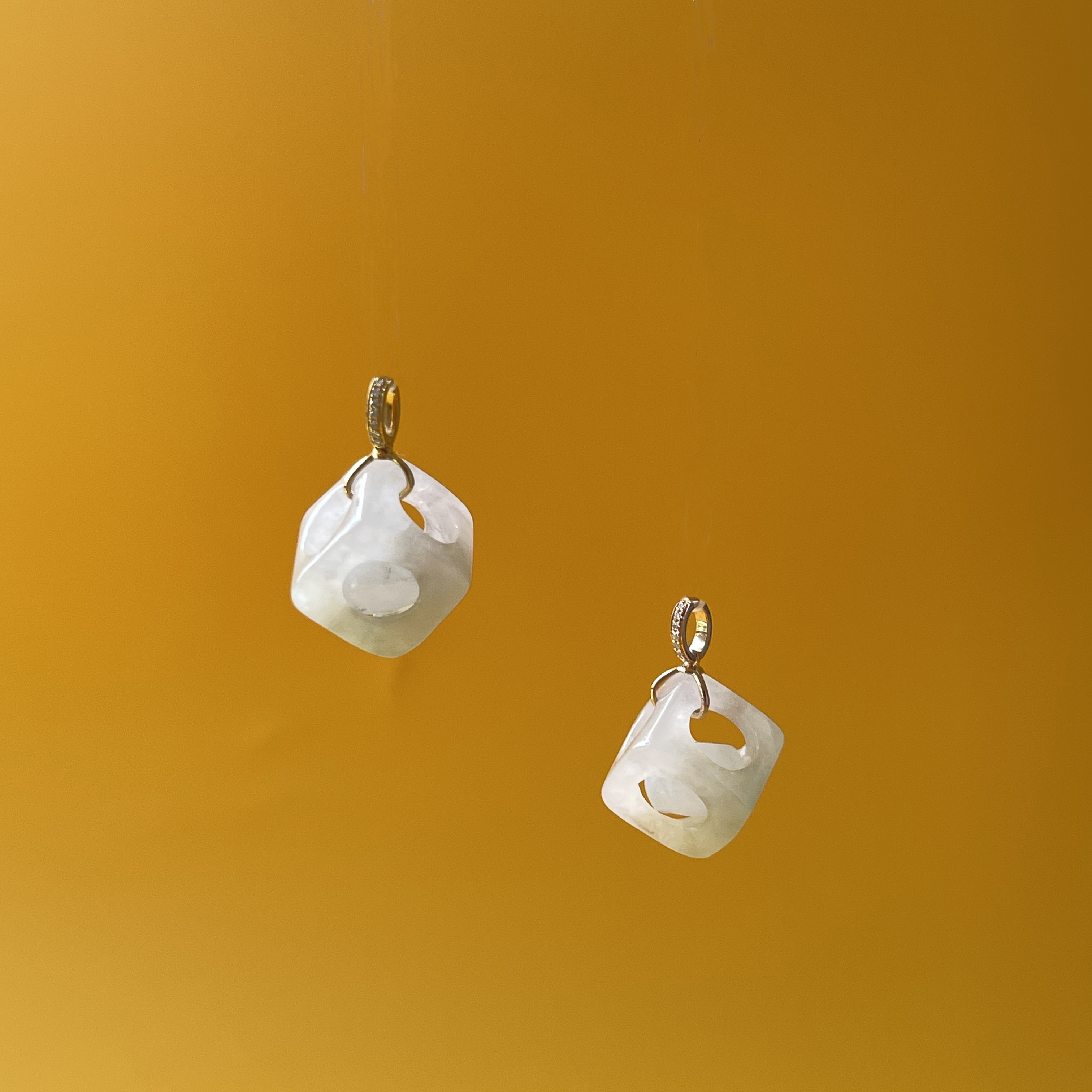 Carved Dice With Moving Ball Sculptural Pendant (PJA00213)