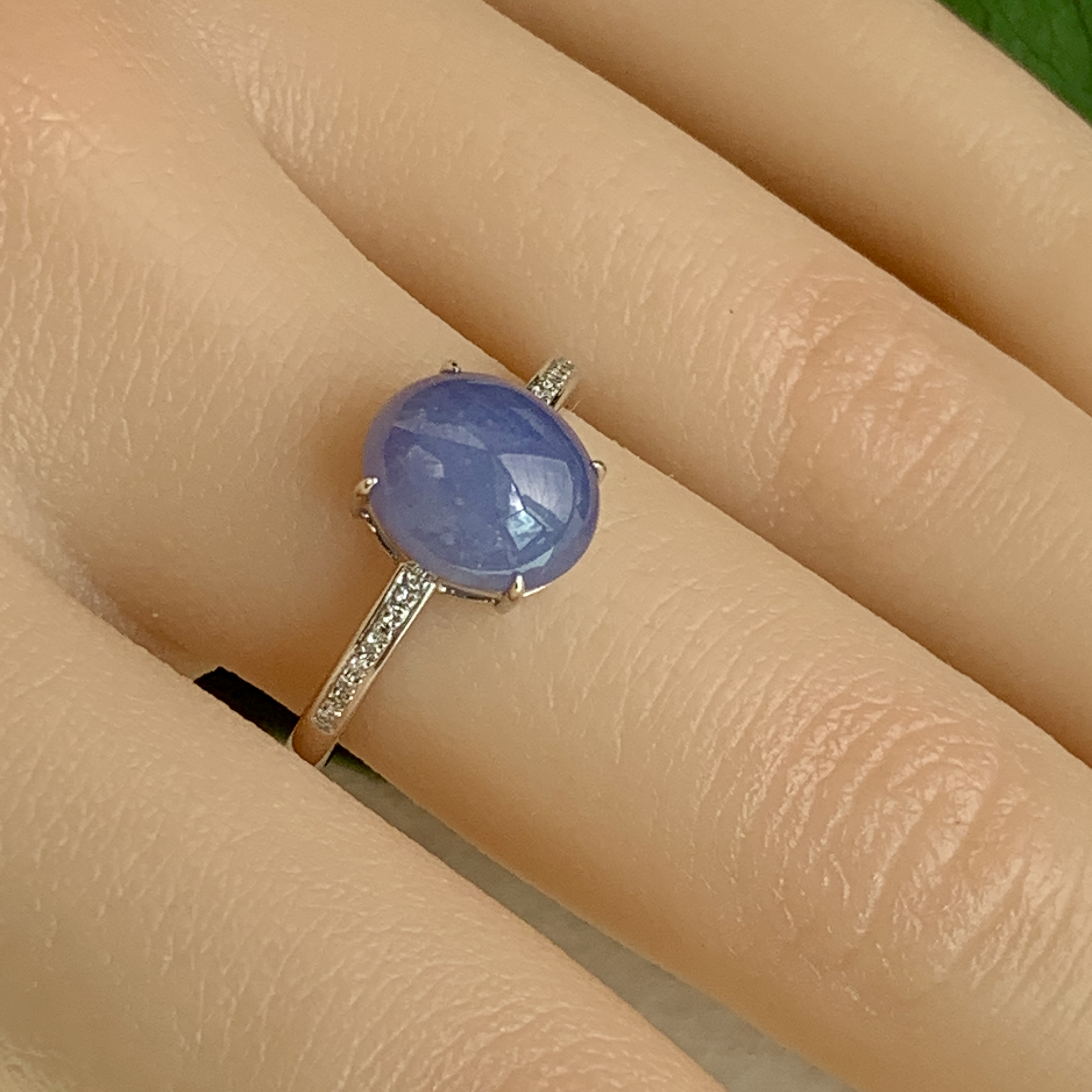 18K White Gold Lavender Jade Ring (PJA00622)