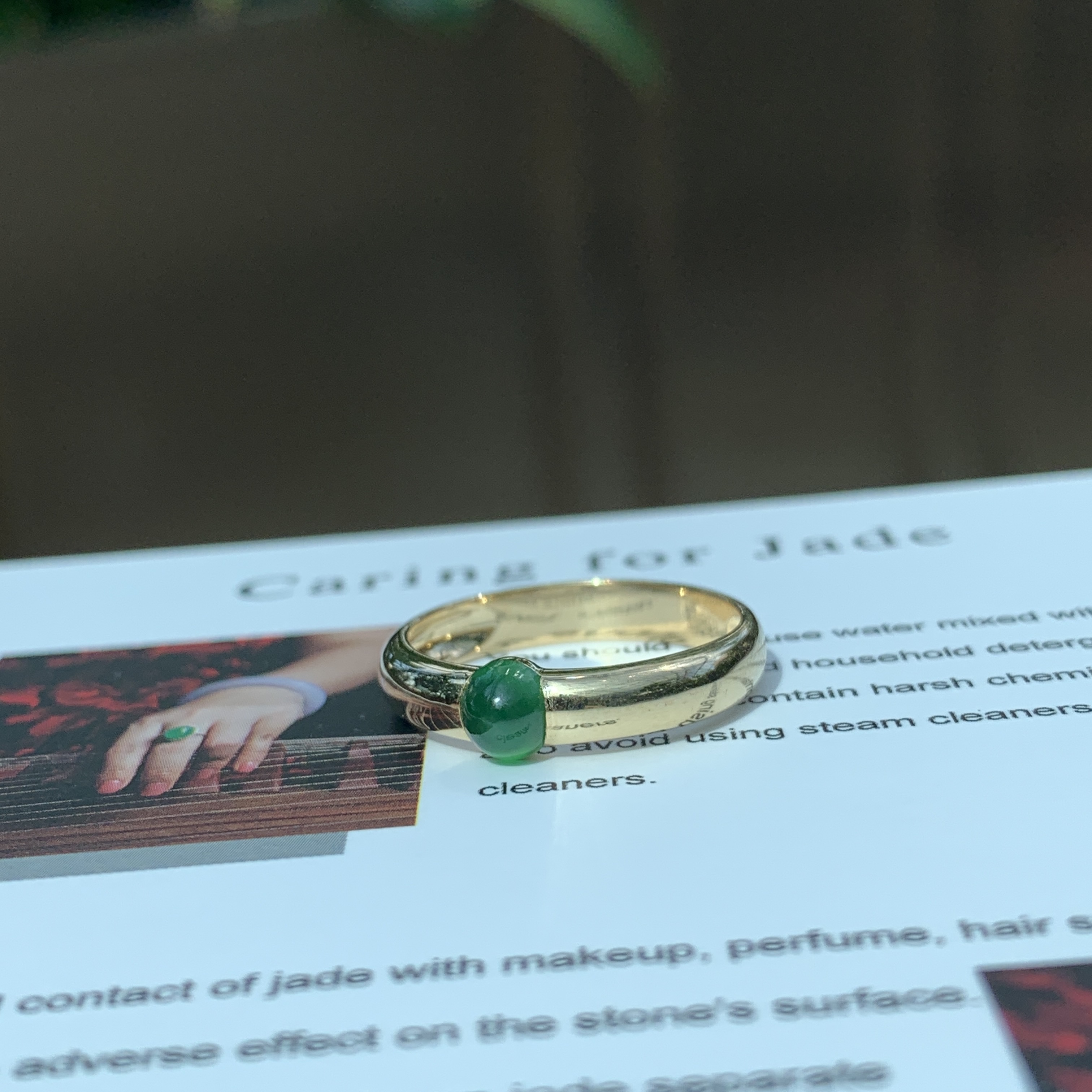 18K White Gold Green Jade Ring (PJA00642B)