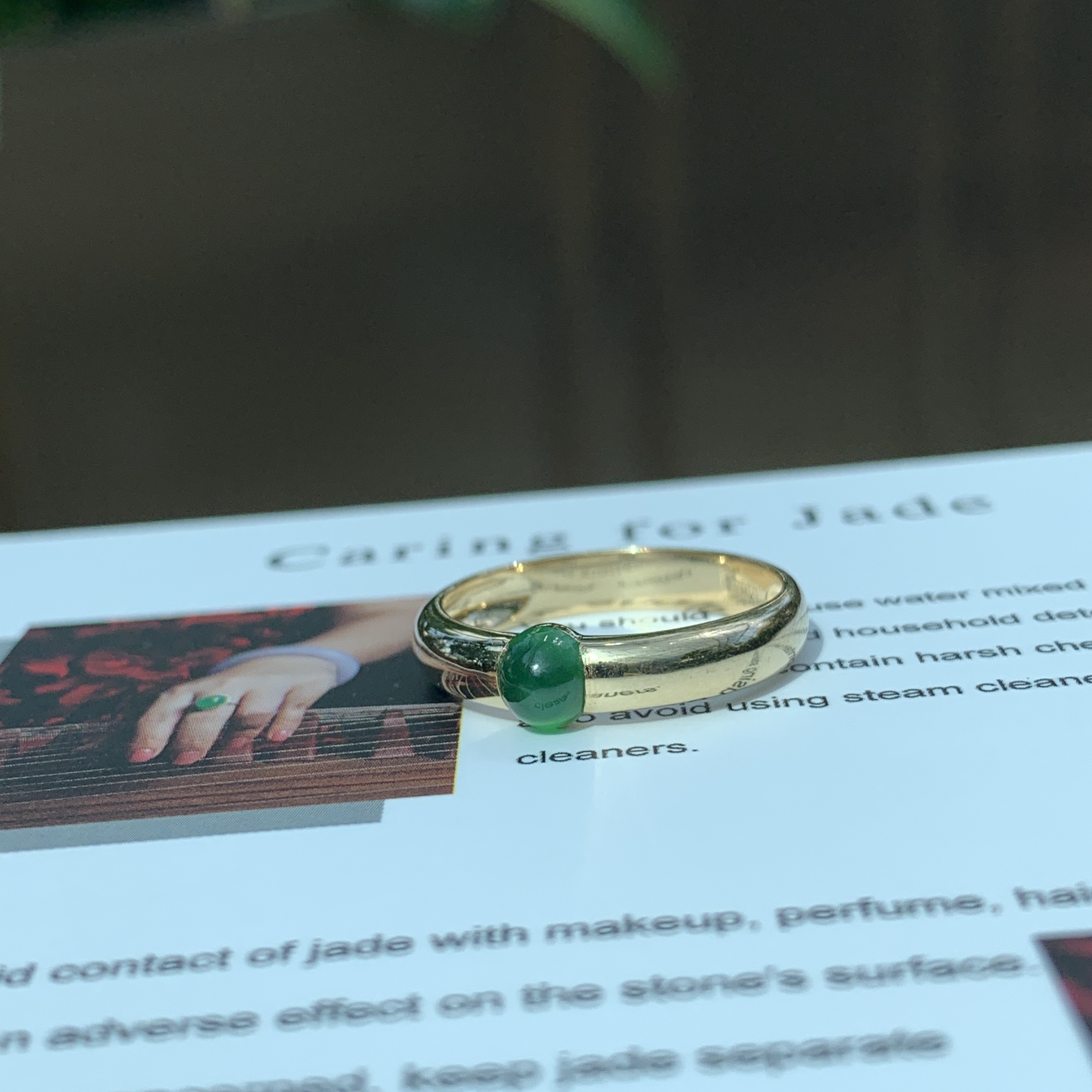 18K White Gold Green Jade Ring (PJA00642B)