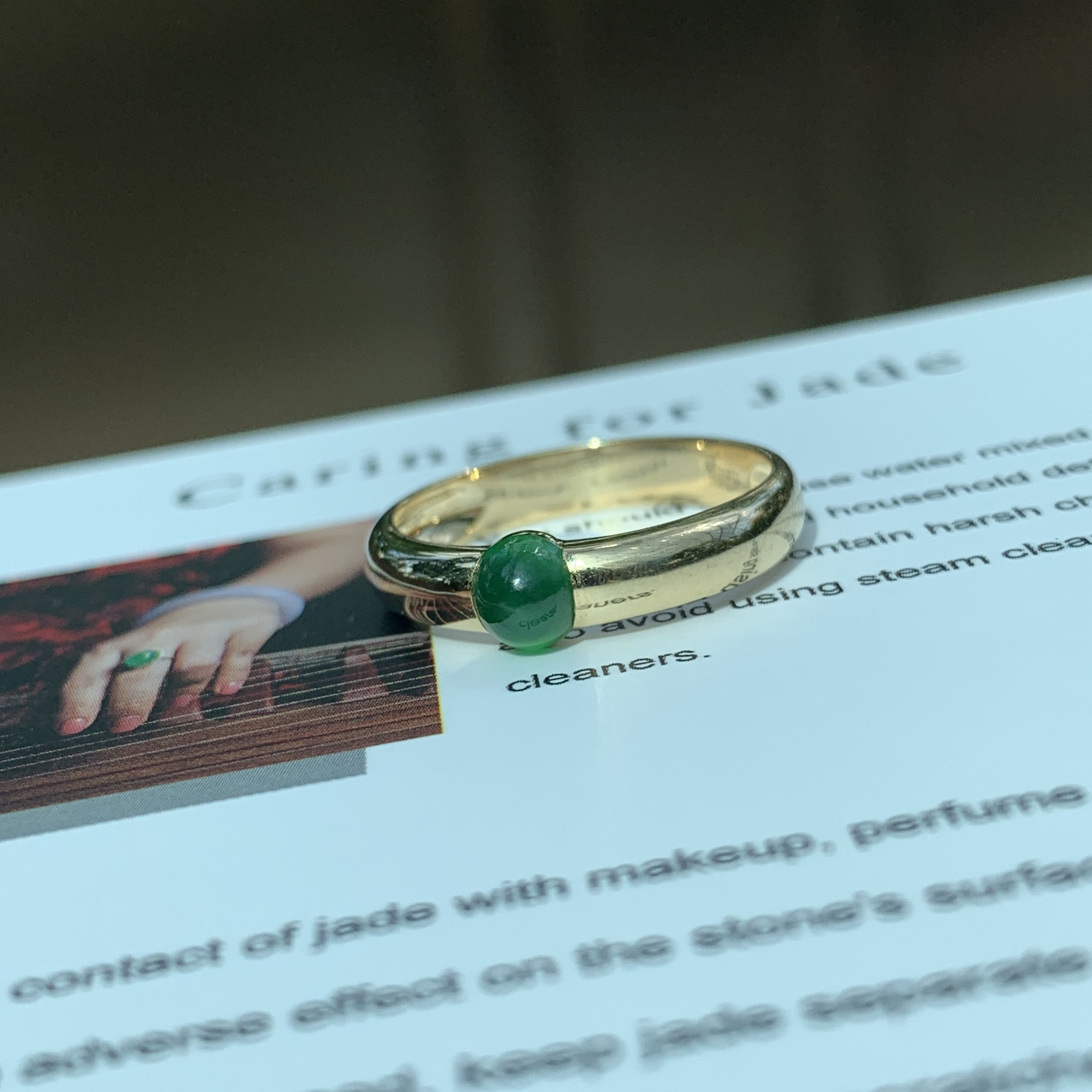 18K White Gold Green Jade Ring (PJA00642B)