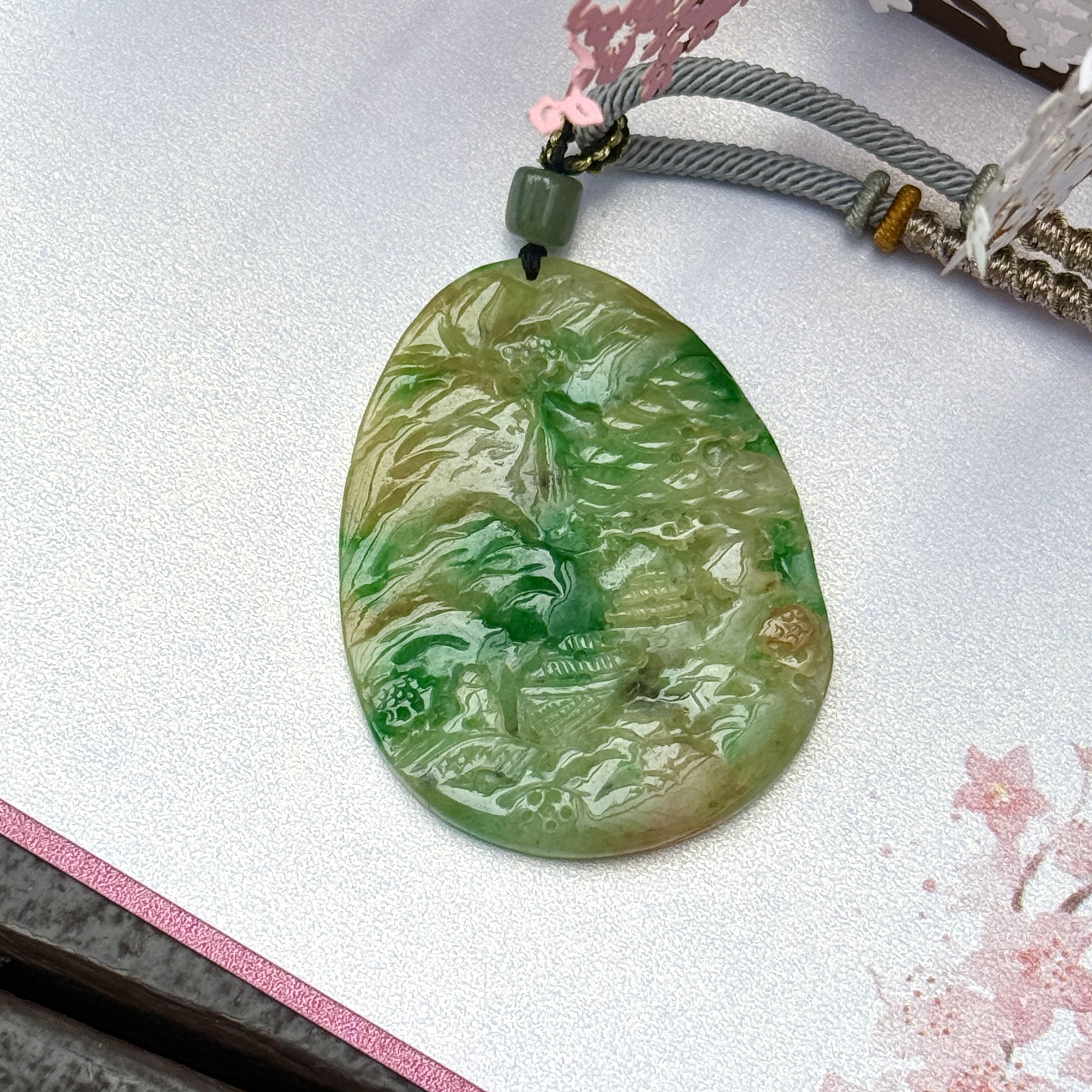 Green Yellow 黄加绿 Scenery Jade Pendant (PJA00899)