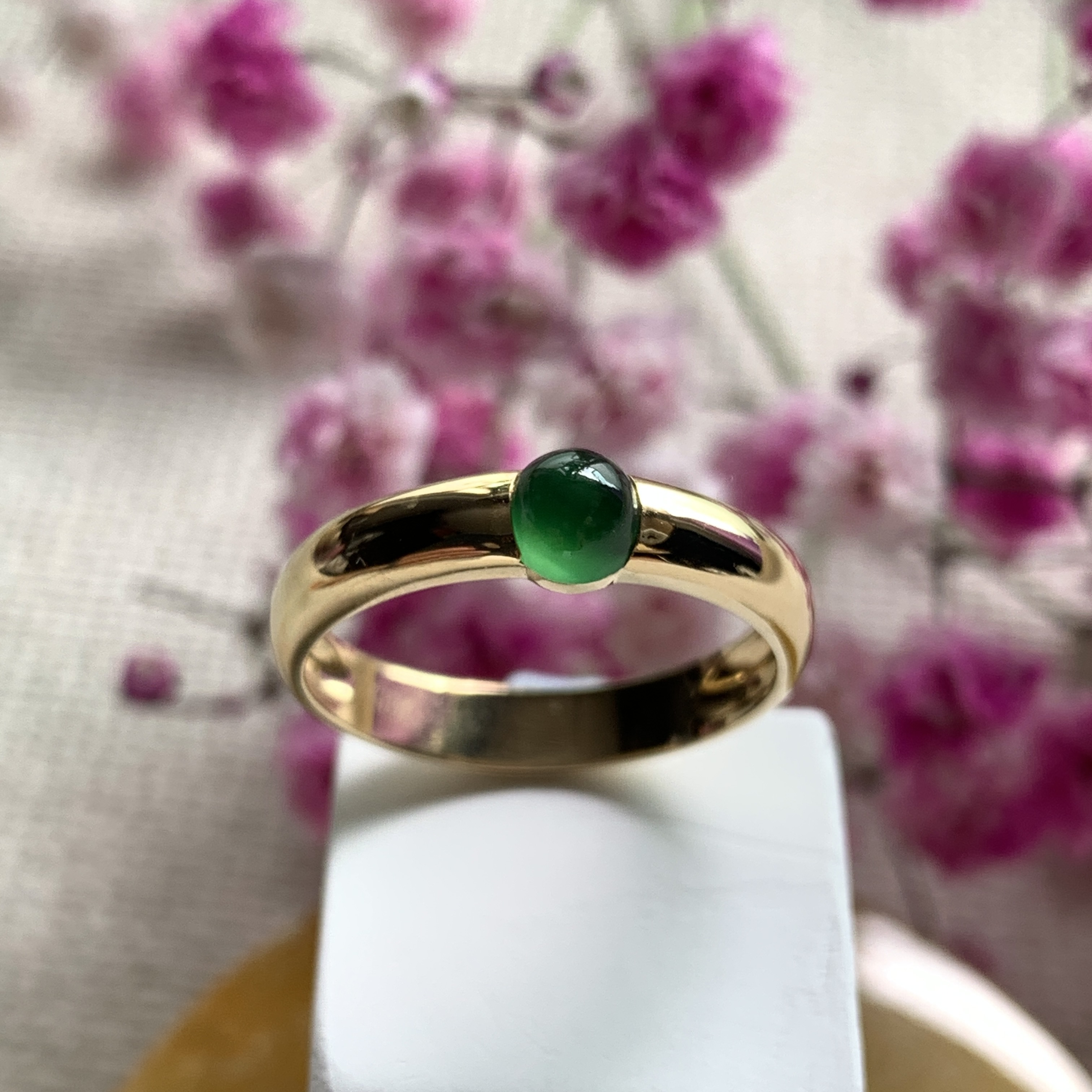 18K White Gold Green Jade Ring (PJA00642B)