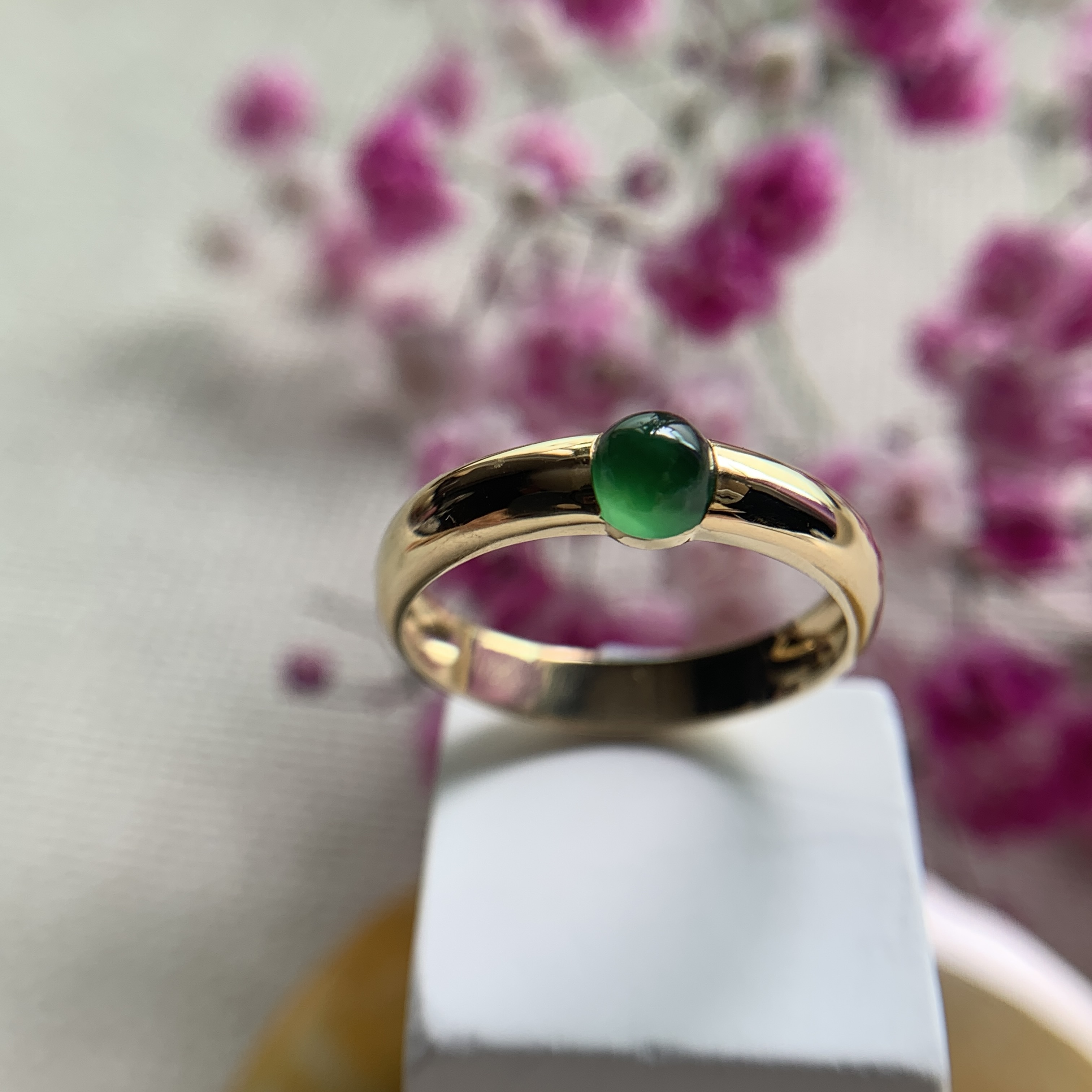 18K White Gold Green Jade Ring (PJA00642B)