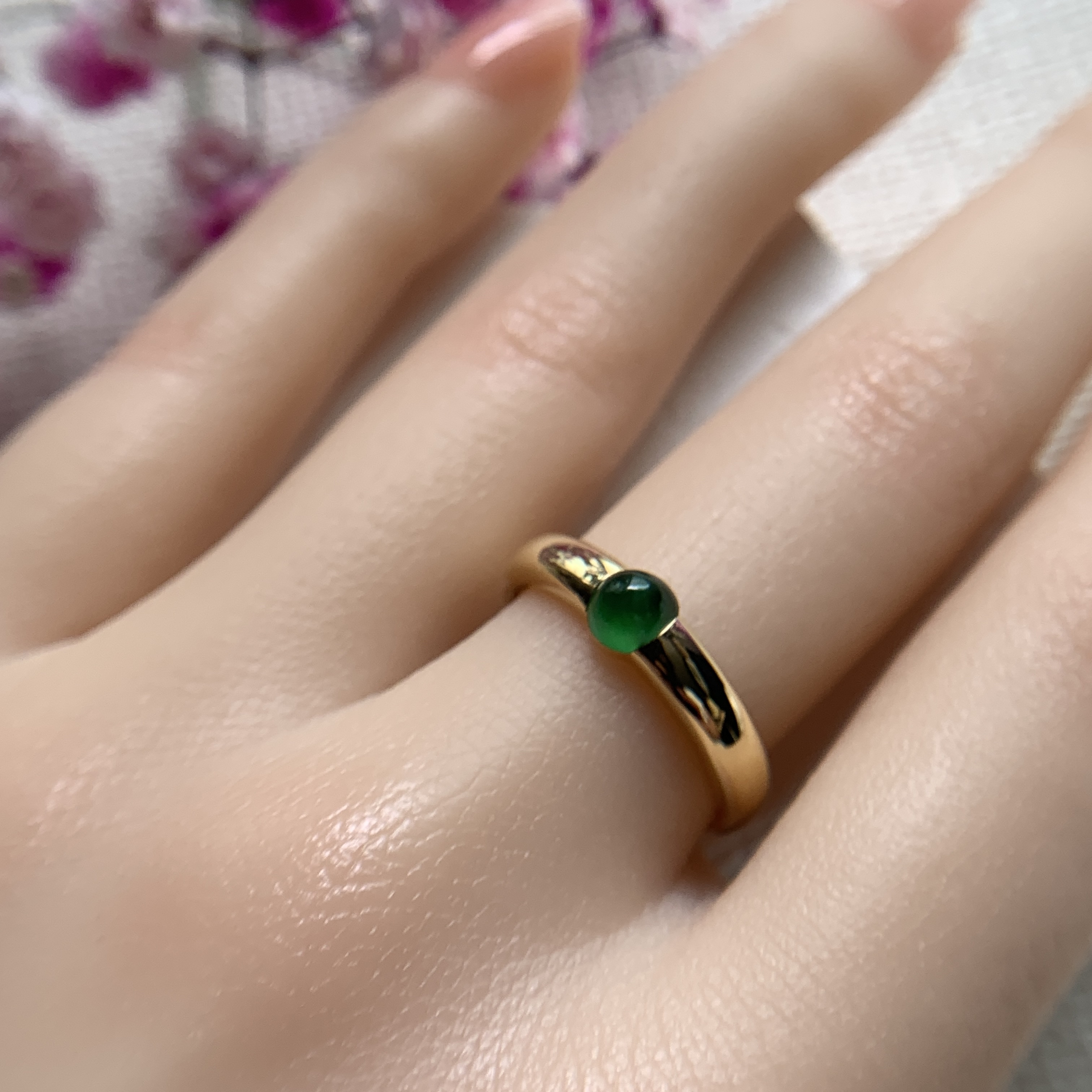 18K White Gold Green Jade Ring (PJA00642B)