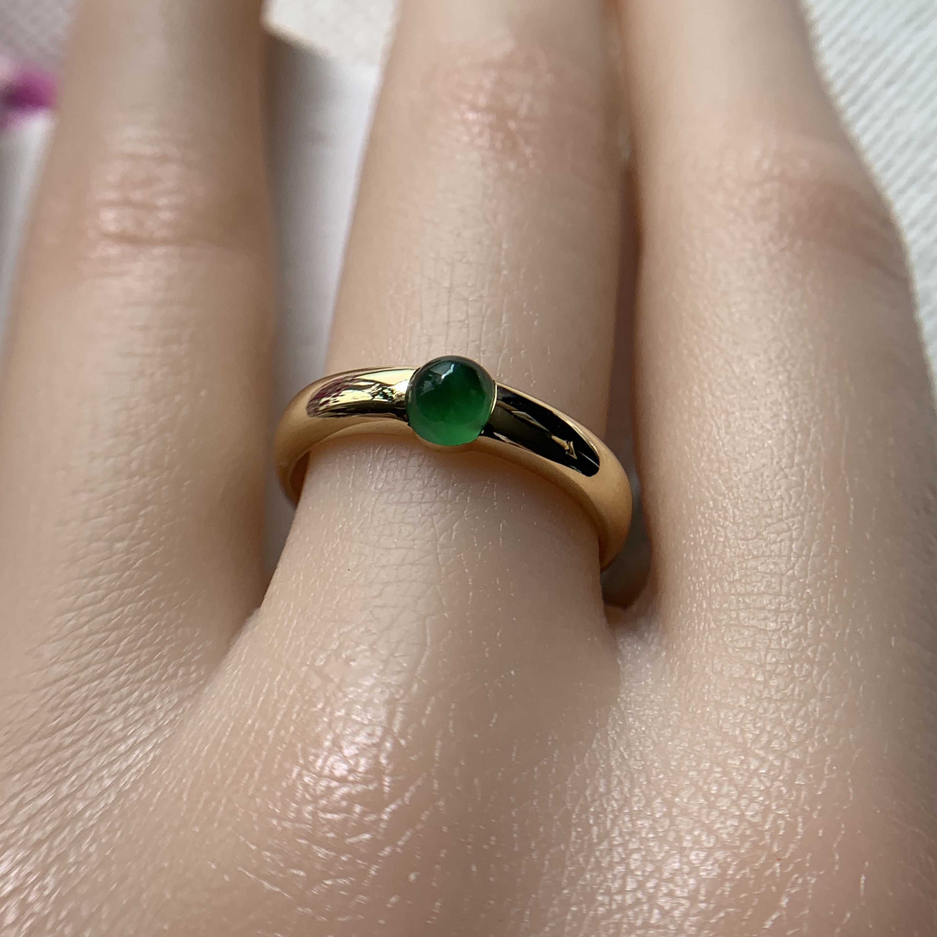 18K White Gold Green Jade Ring (PJA00642B)