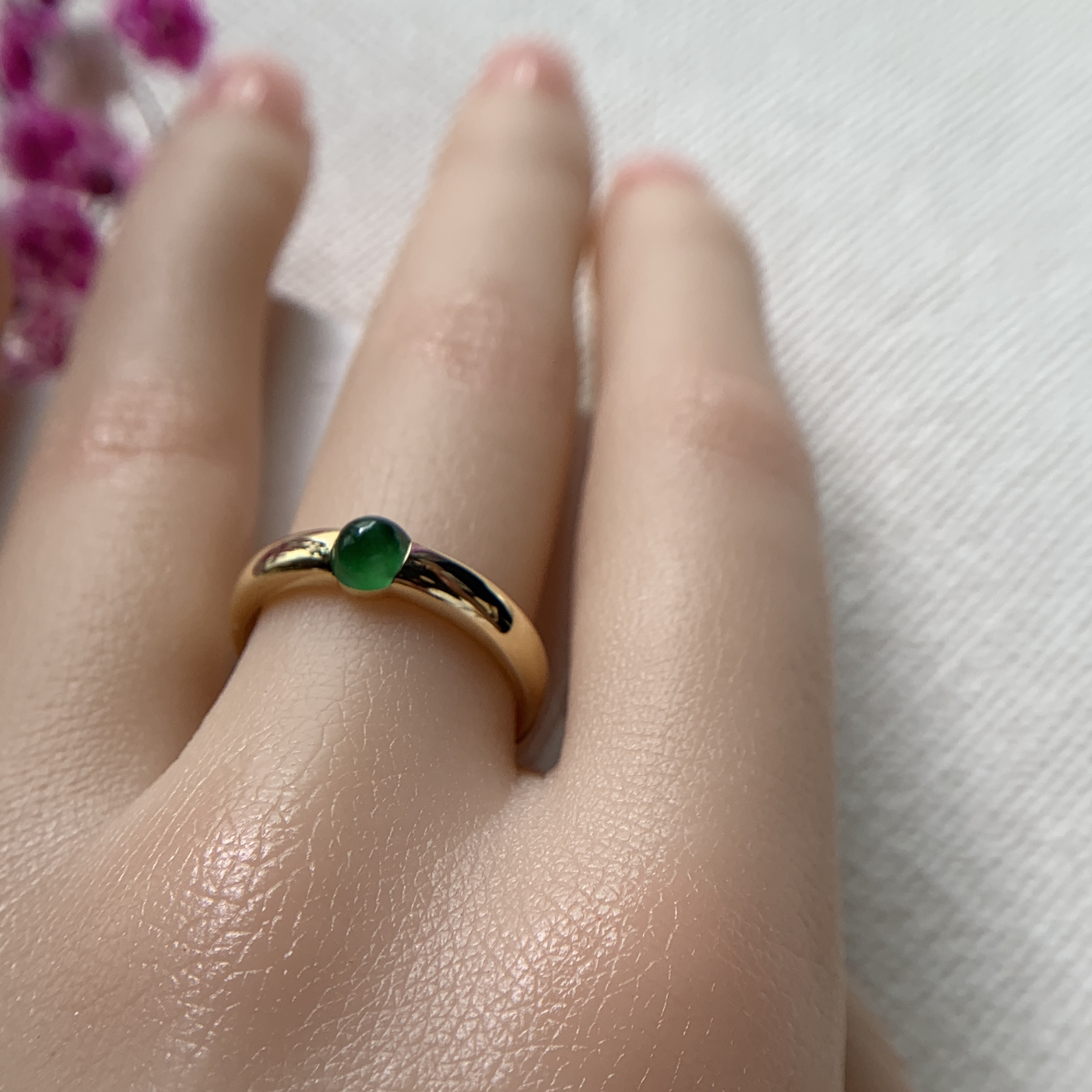 18K White Gold Green Jade Ring (PJA00642B)
