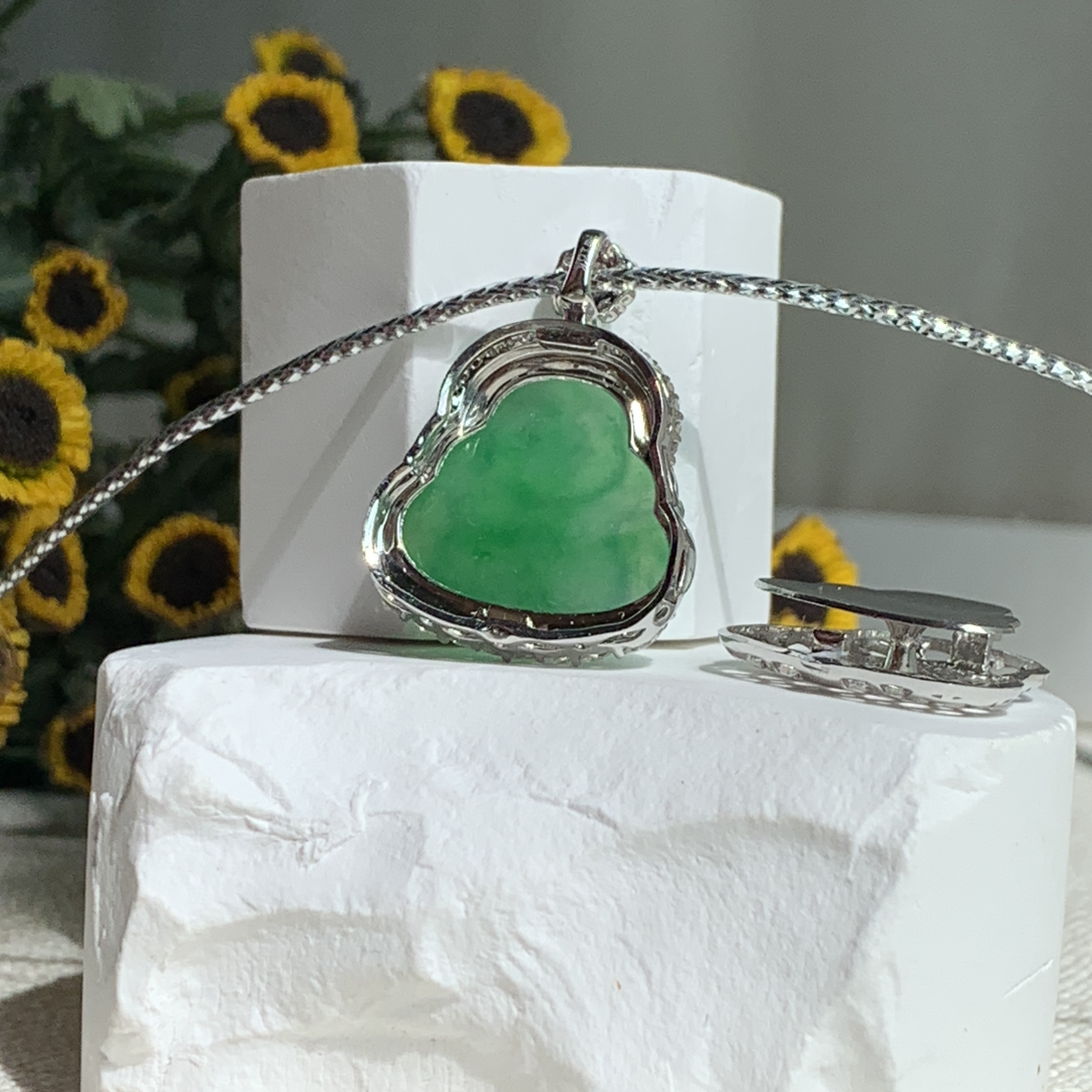 Green Jade Laughing Buddha 笑佛 Pendant (PJA00551)