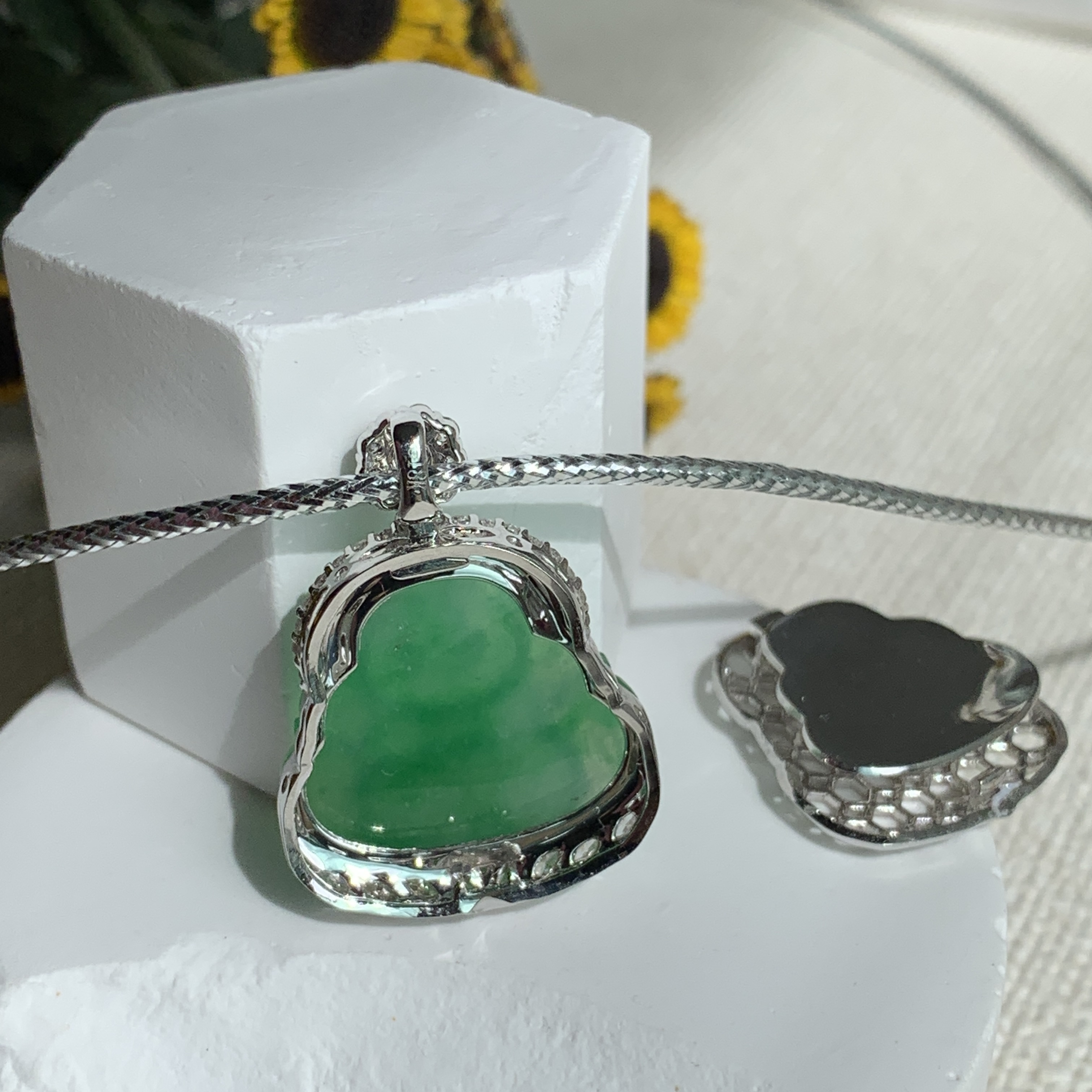 Green Jade Laughing Buddha 笑佛 Pendant (PJA00551)