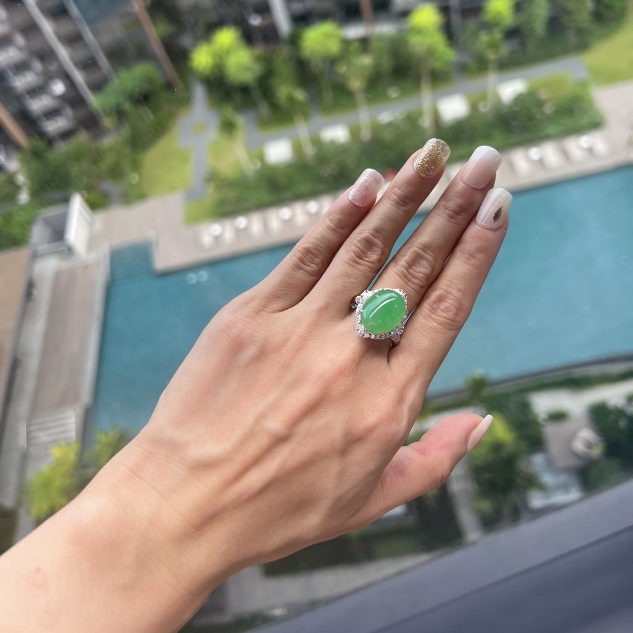 Vibrant Green Jadeite Ring (PJA00046)