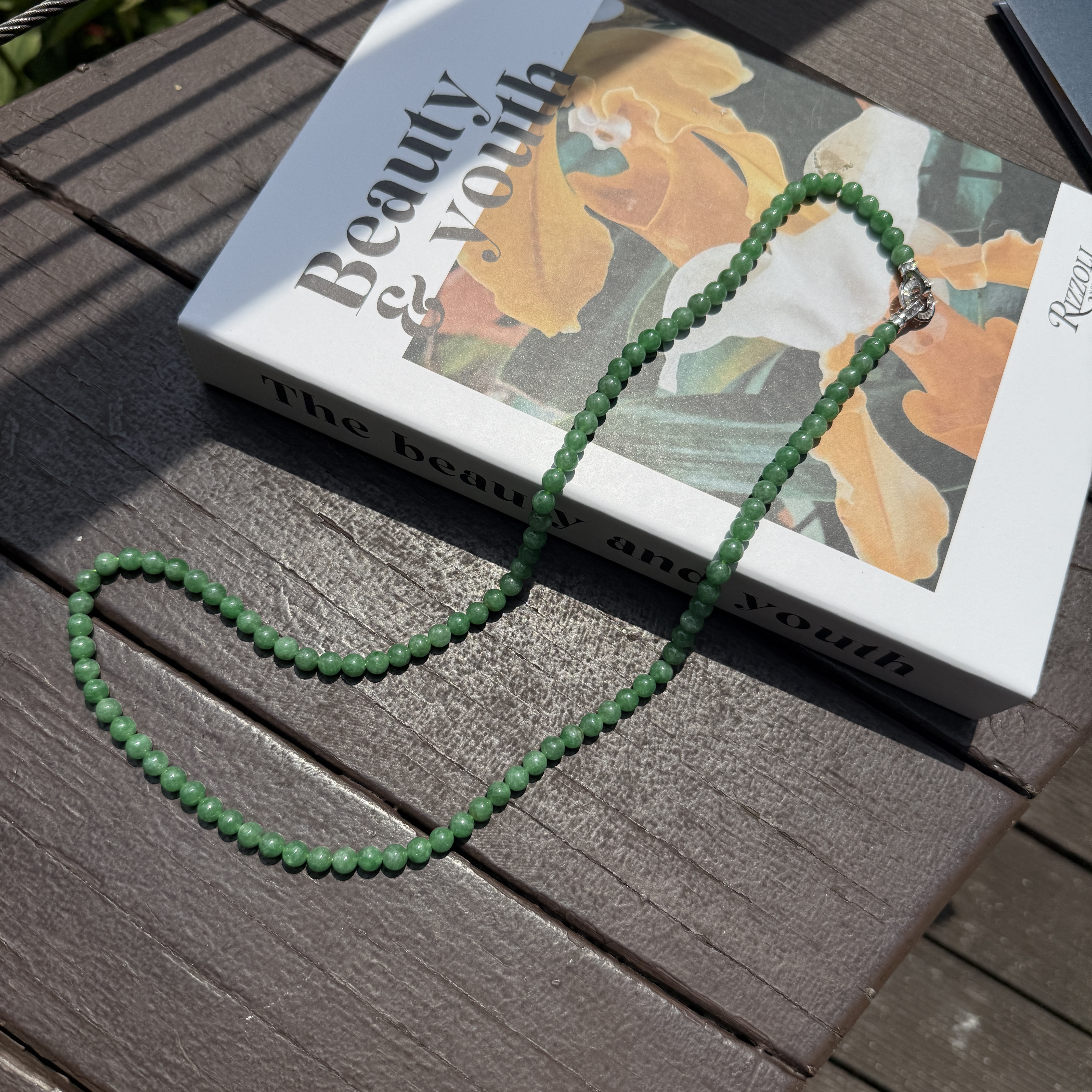 Green Jade Beads Necklace (PJA00914)