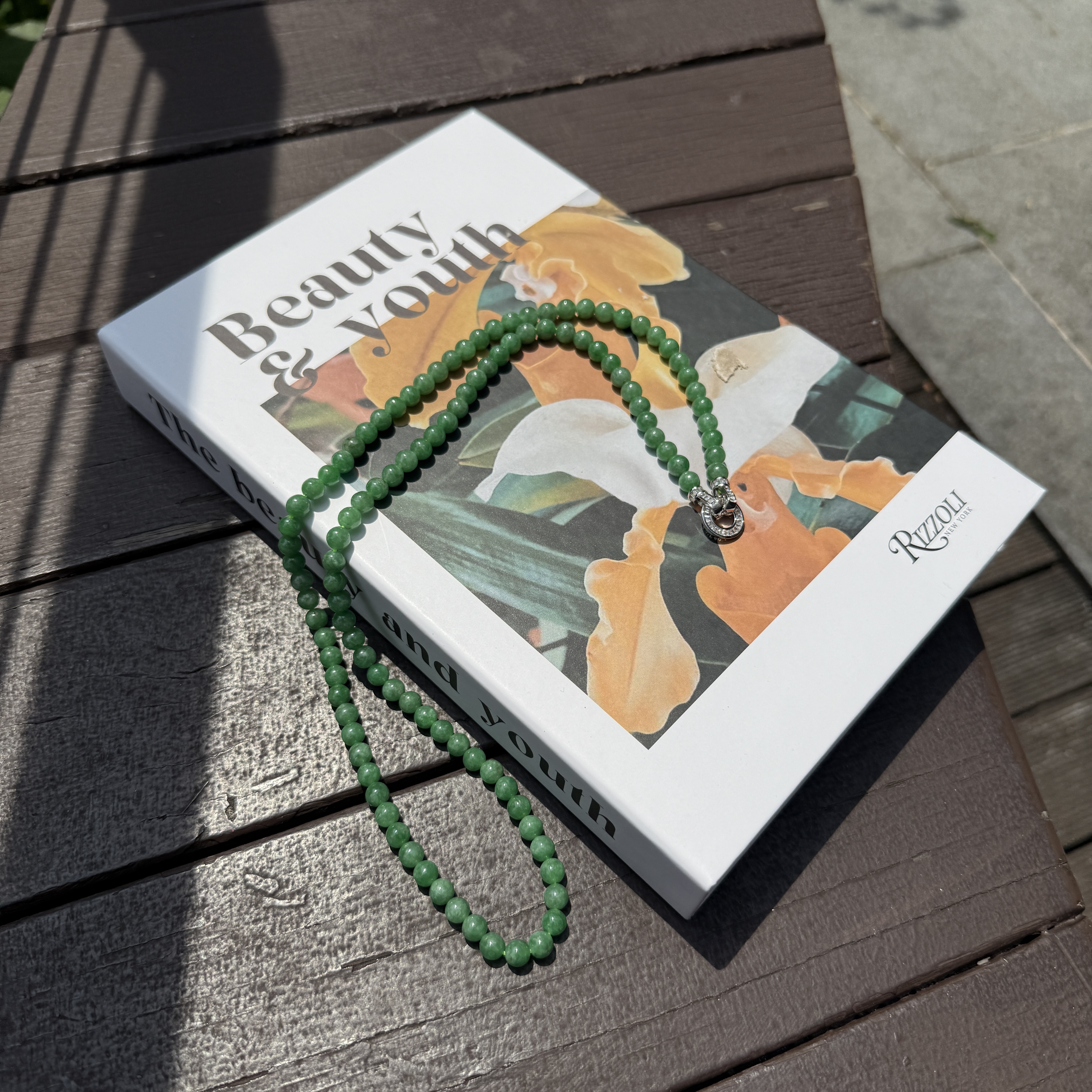 Green Jade Beads Necklace (PJA00914)