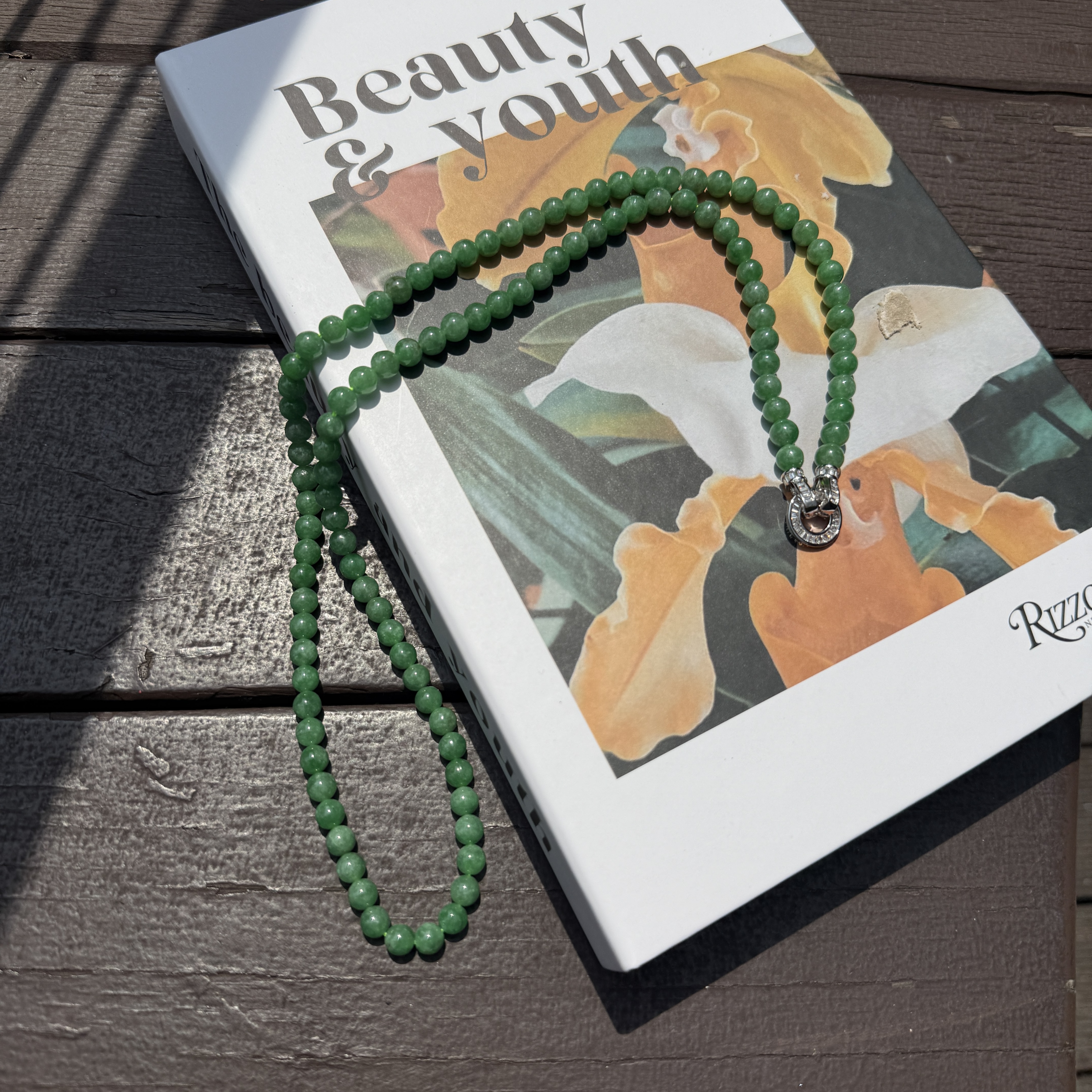 Green Jade Beads Necklace (PJA00914)
