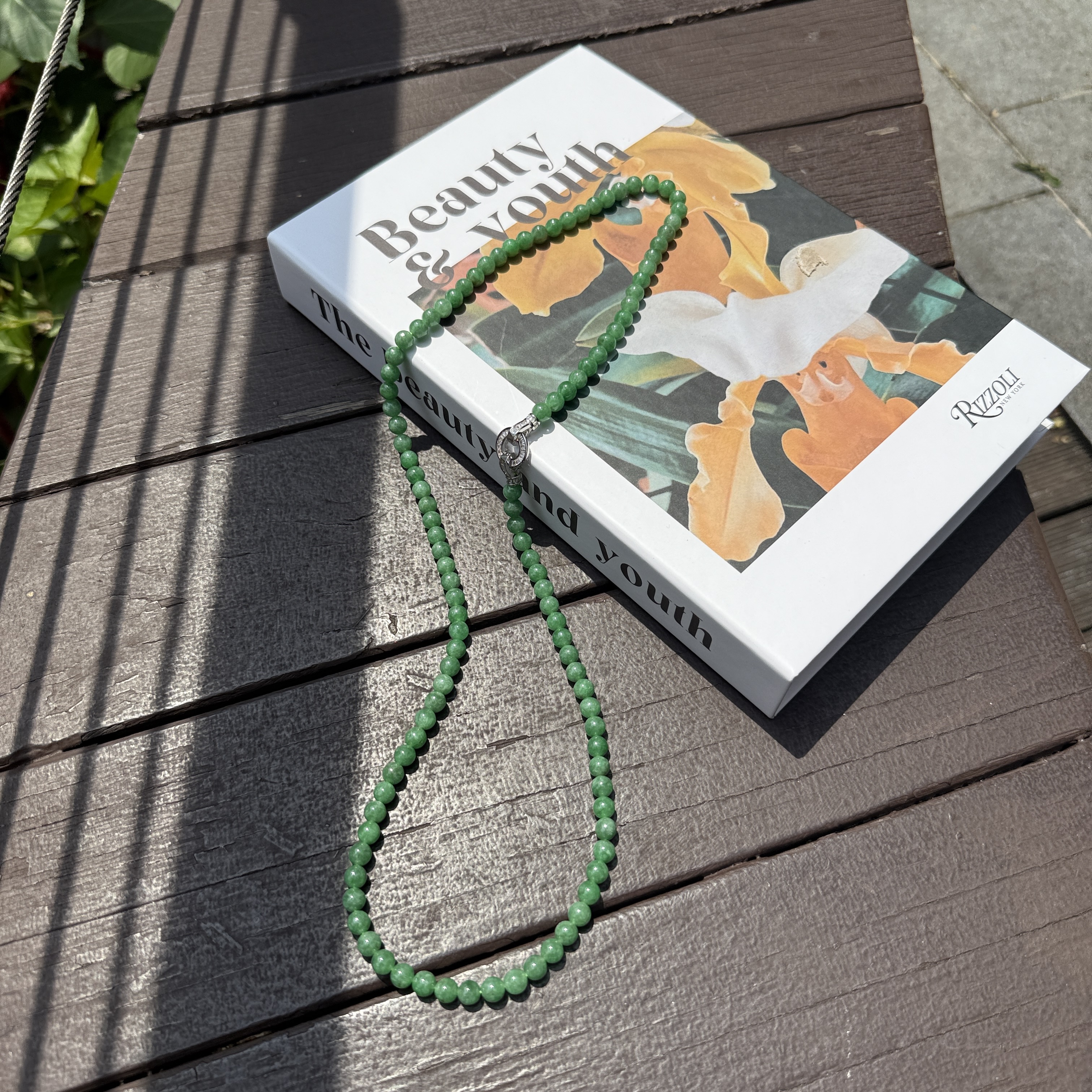 Green Jade Beads Necklace (PJA00914)