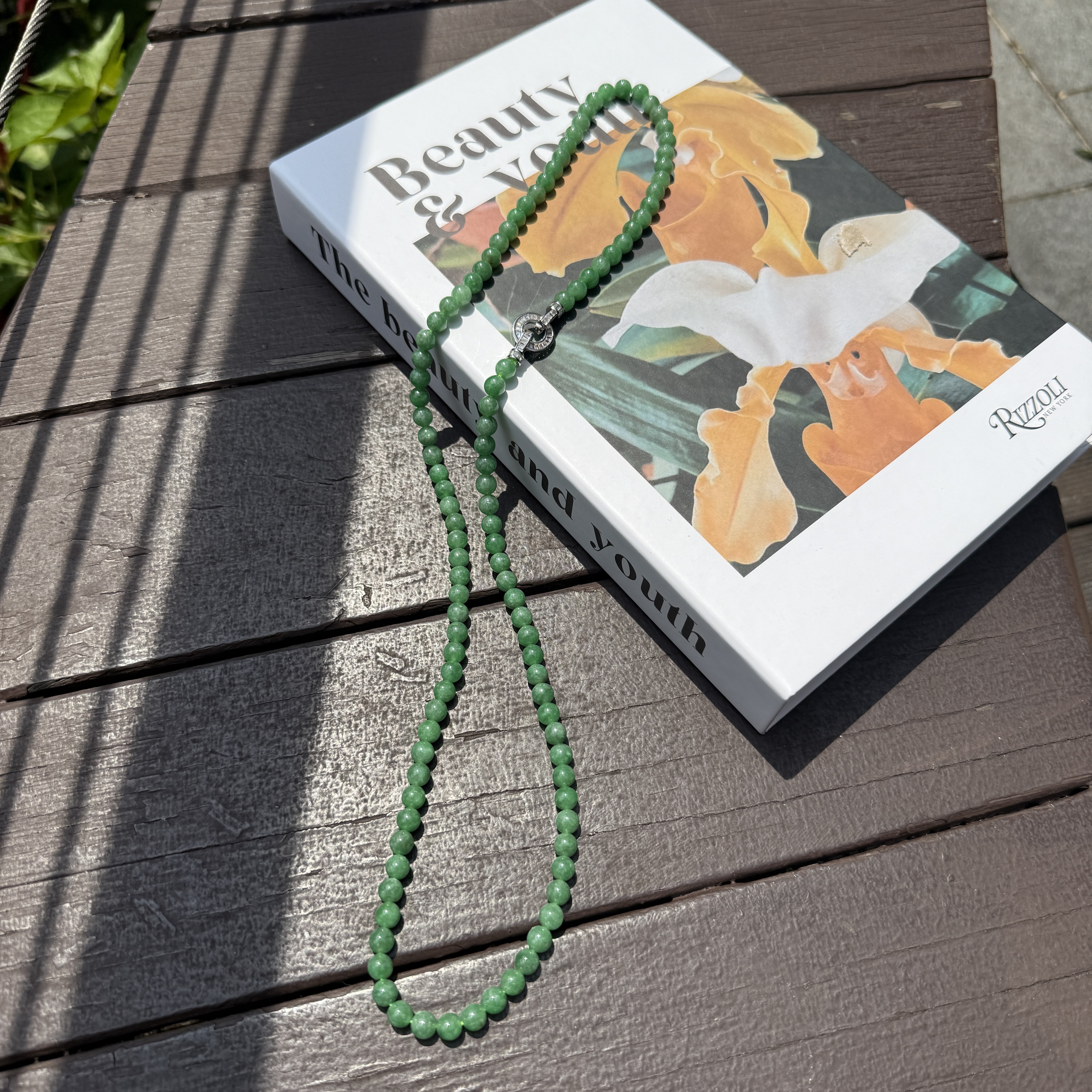 Green Jade Beads Necklace (PJA00914)