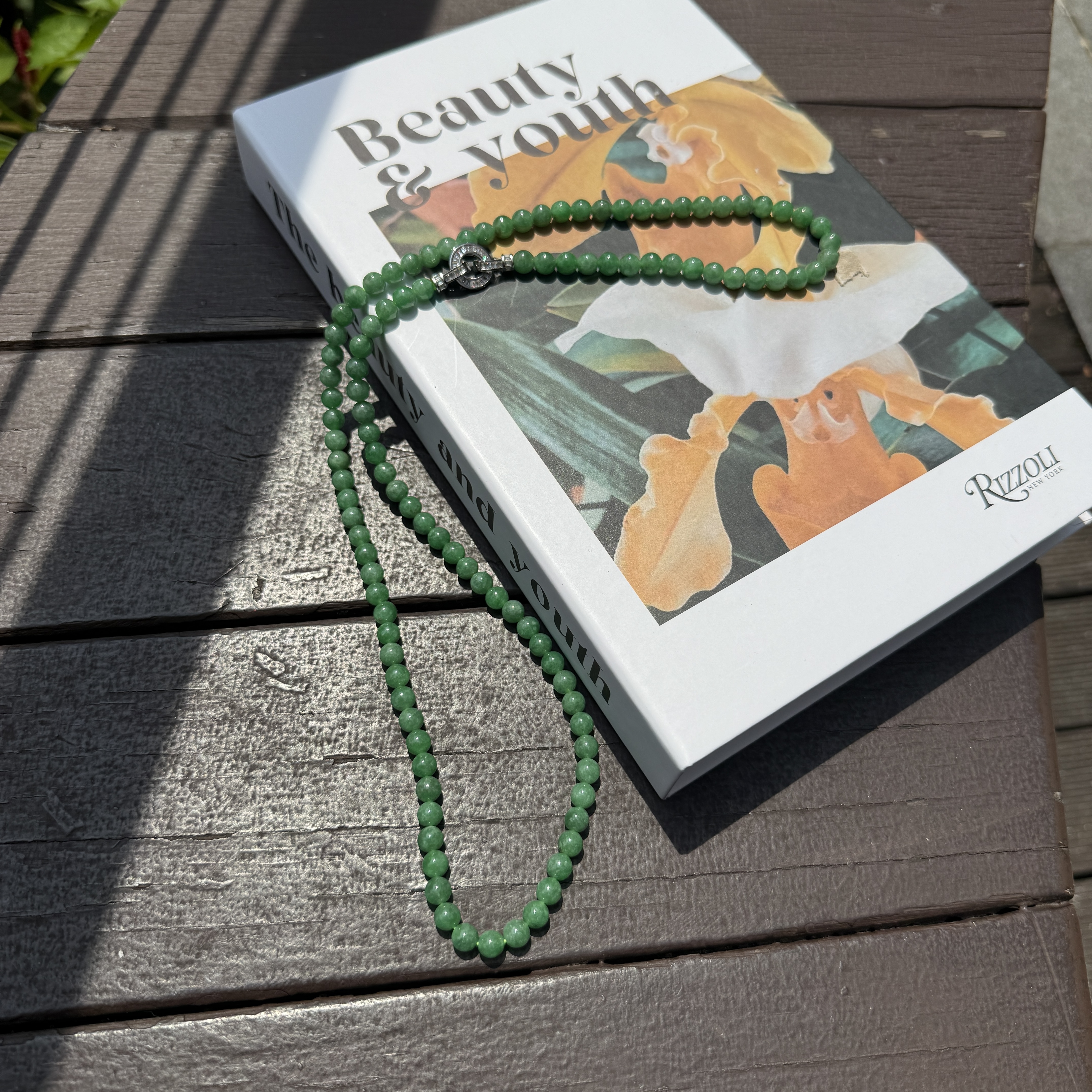 Green Jade Beads Necklace (PJA00914)