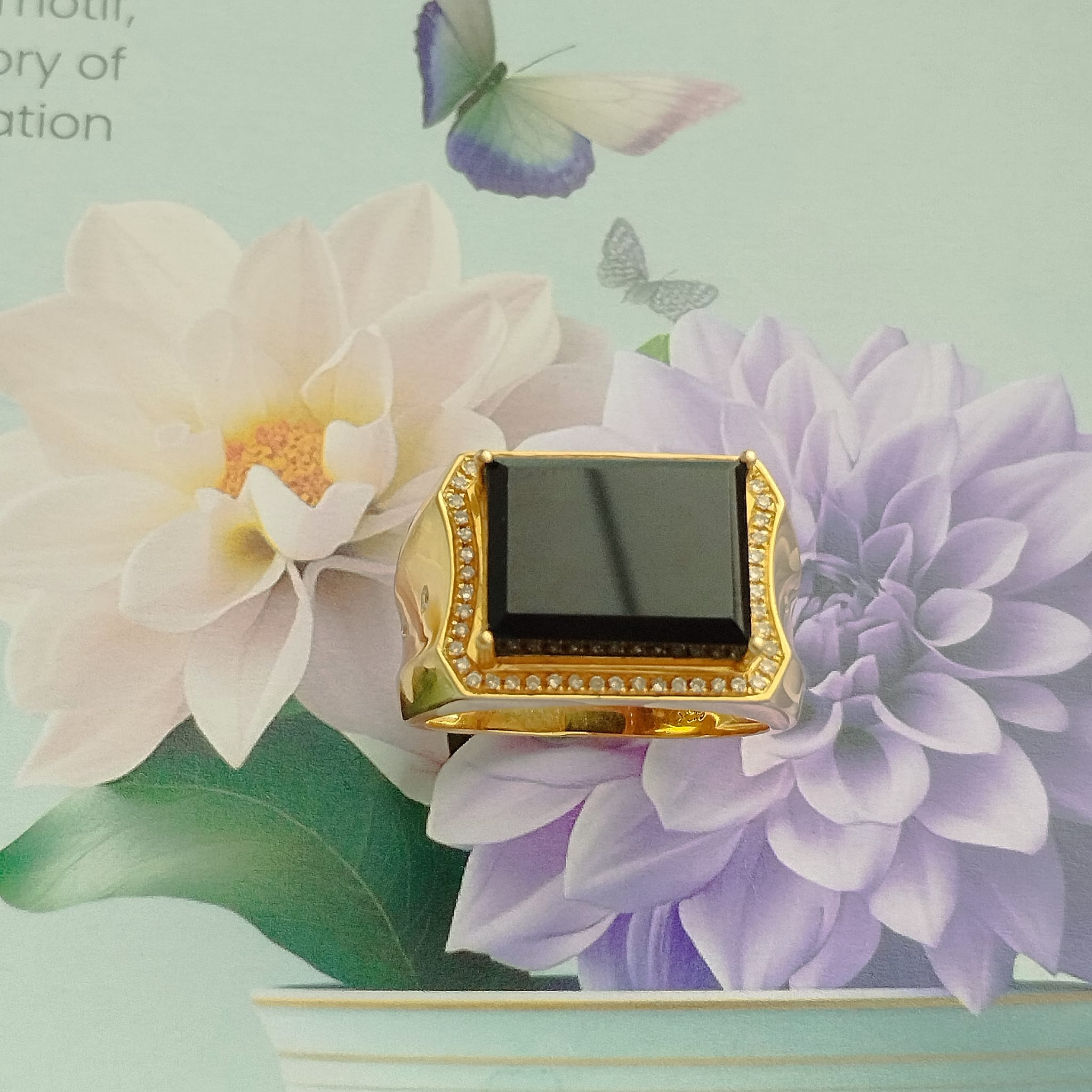 18k Yellow Gold Omphacite Jade Ring (PJA01054)