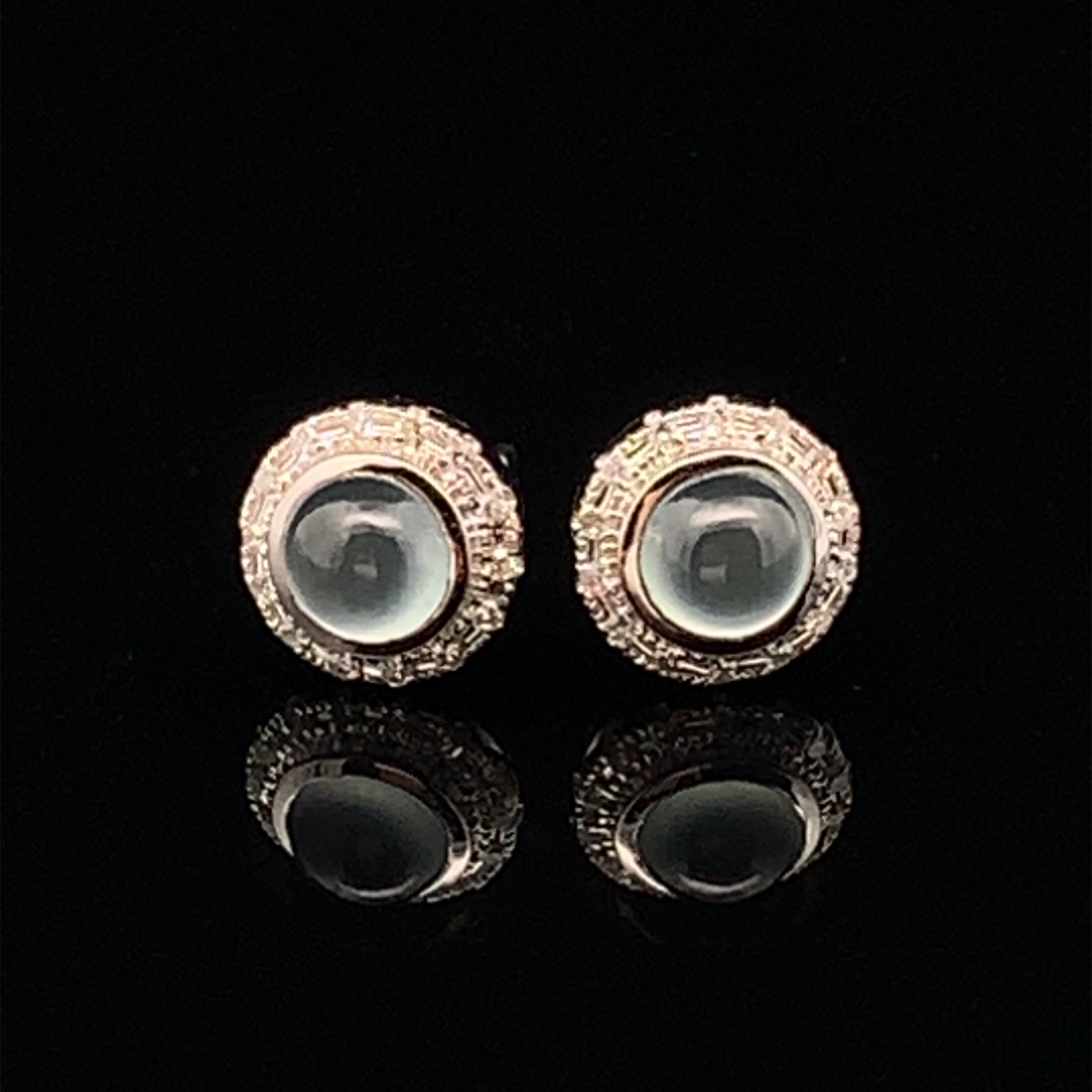 18K White Gold Light Blue Jade Earrings (PJA00413)