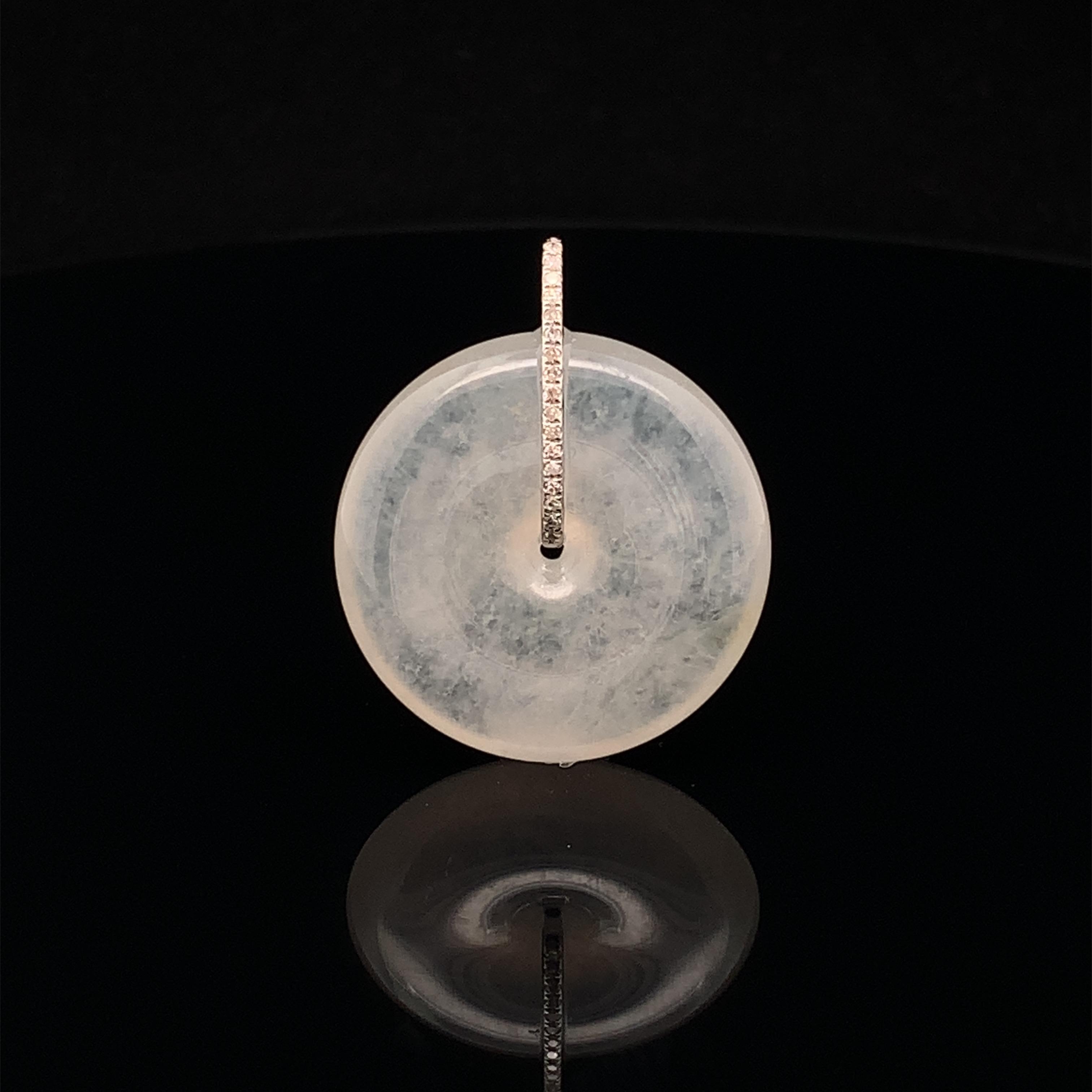 18K White Gold Safety Coin Jade Pendant (PJA00285)