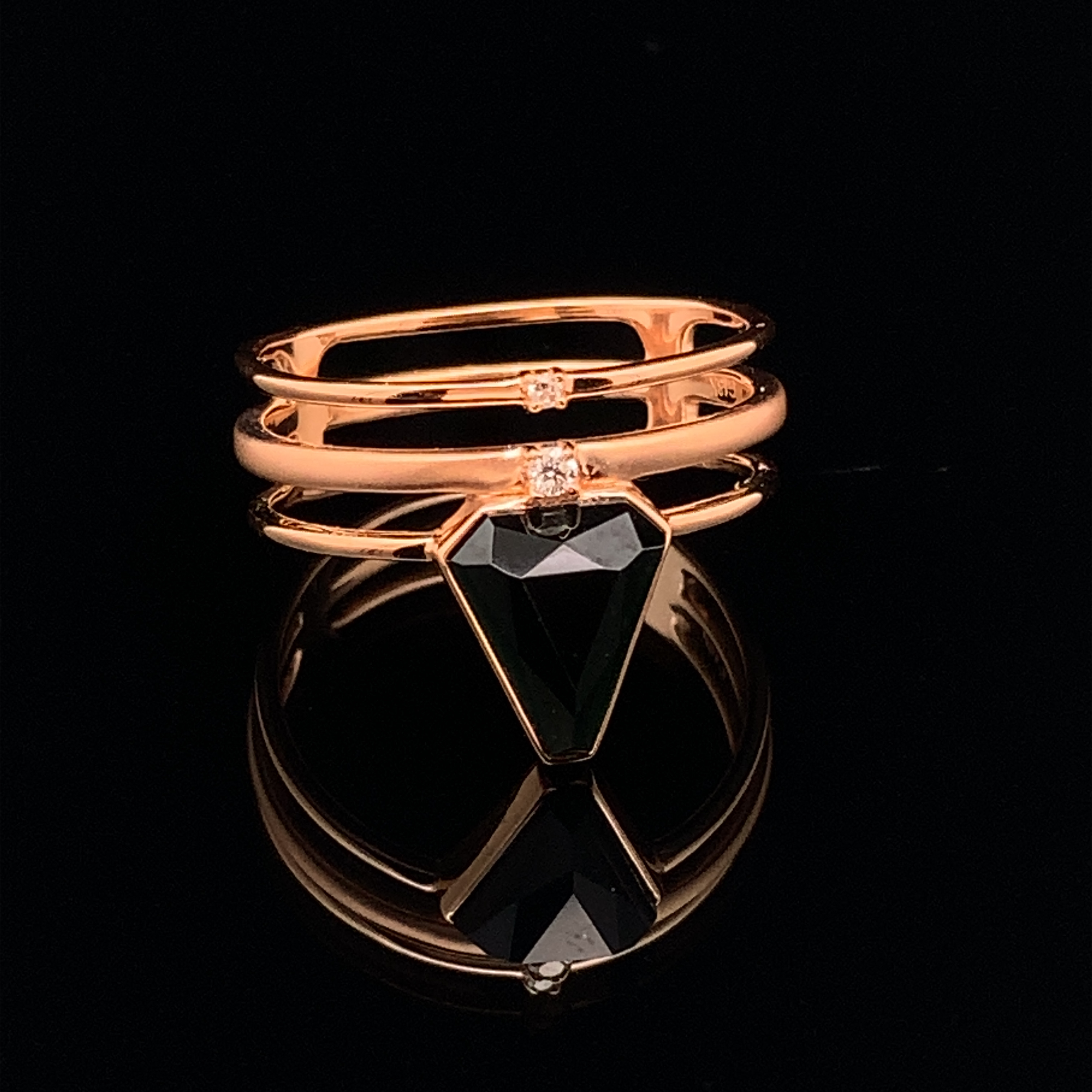 18K Rose Gold Omphacite Jade Ring (PJA00087)