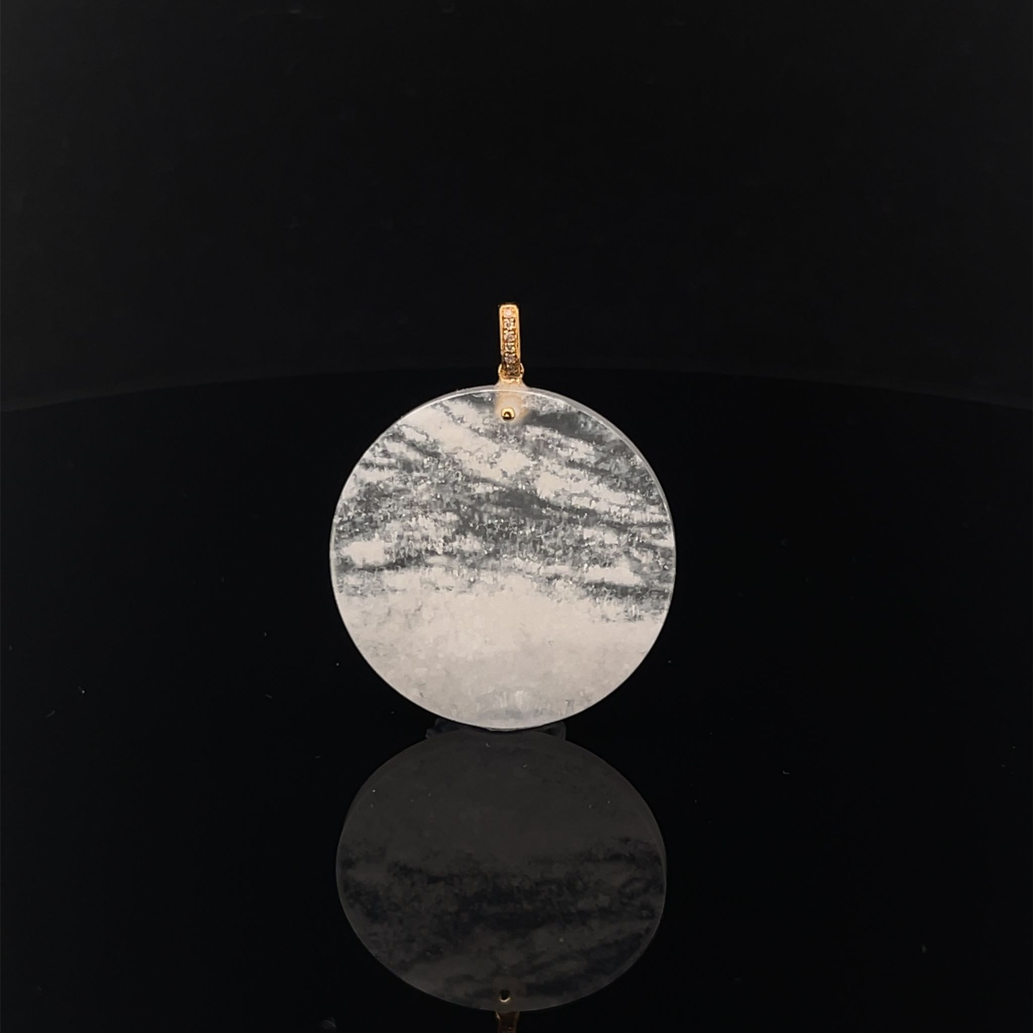 18K White Gold Golden Jade Earrings (PJA00322)