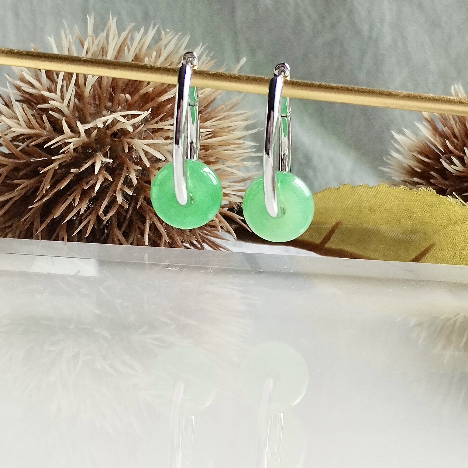 18K White Gold Hoop Donuts Earrings (PJA01030)