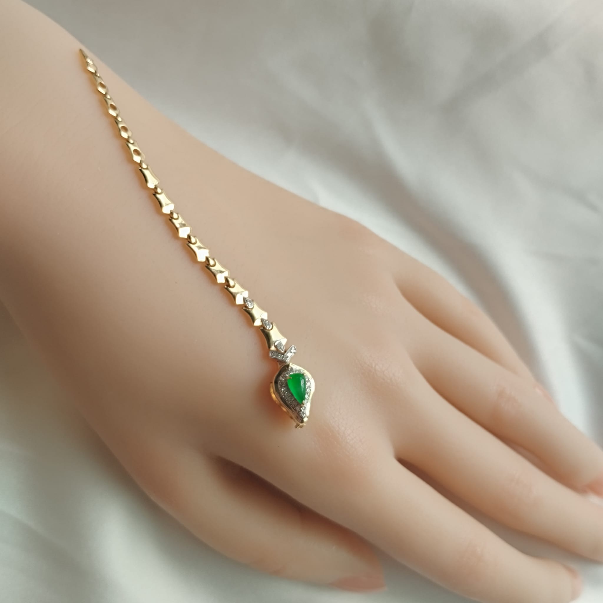 18k Yellow Gold Green Jade Serpent Ring (PJA01095)