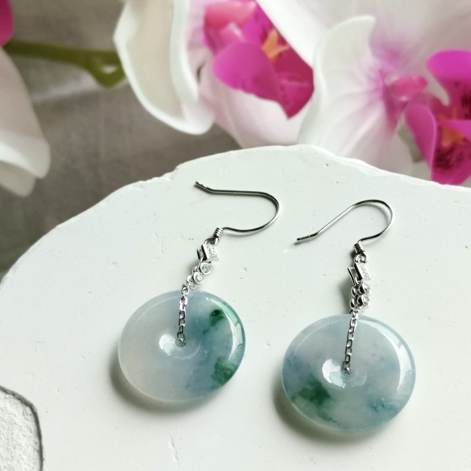 Monet 18K White Gold Safety Coin Earrings (PJA01069)