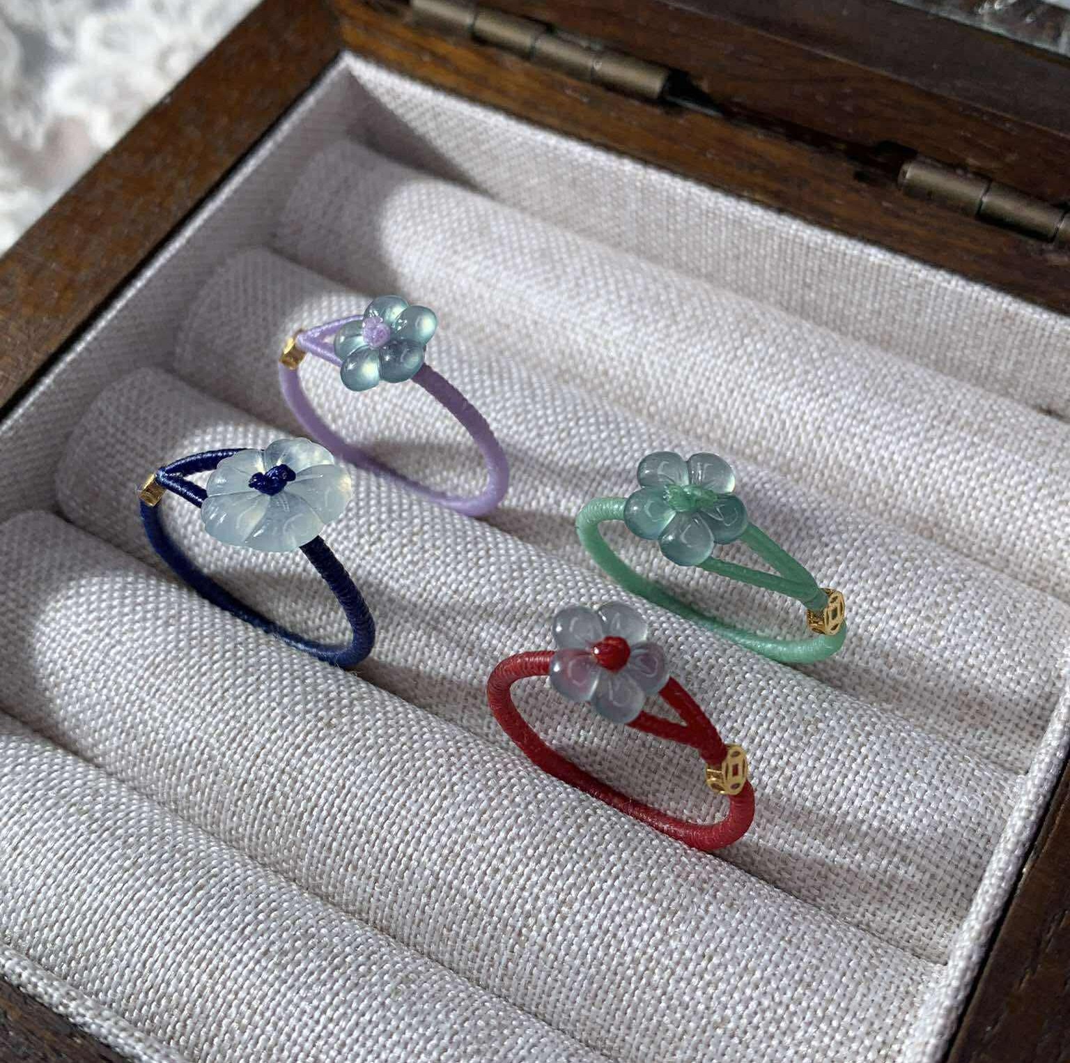 Jade Flower String Ring (PJA01283)