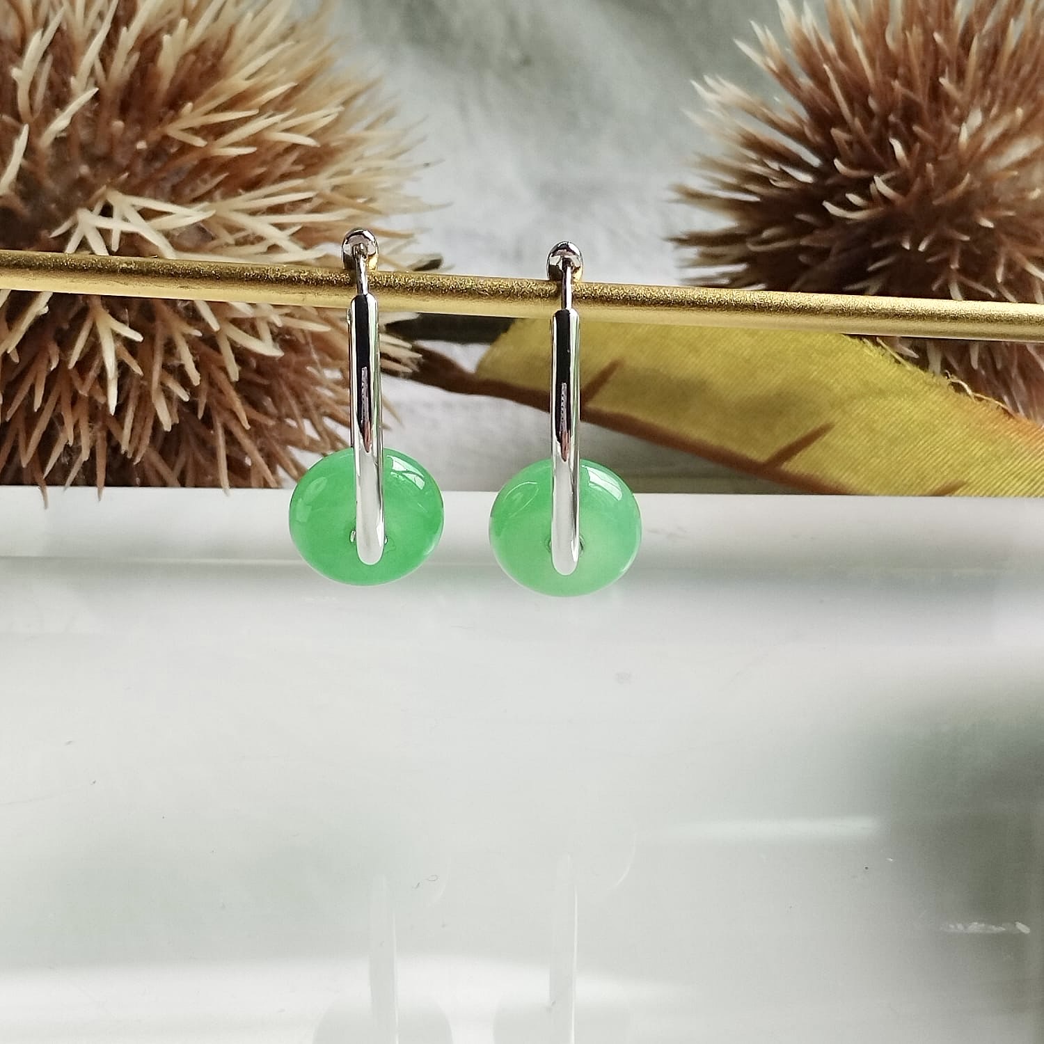 18K White Gold Hoop Donuts Earrings (PJA01030)