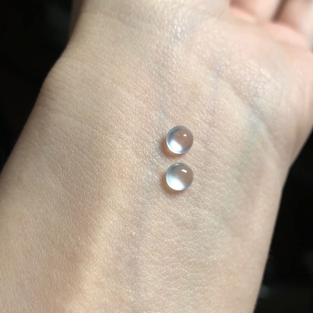 Clear White Glassy Jade Cabochons Earrings (PJA00295)