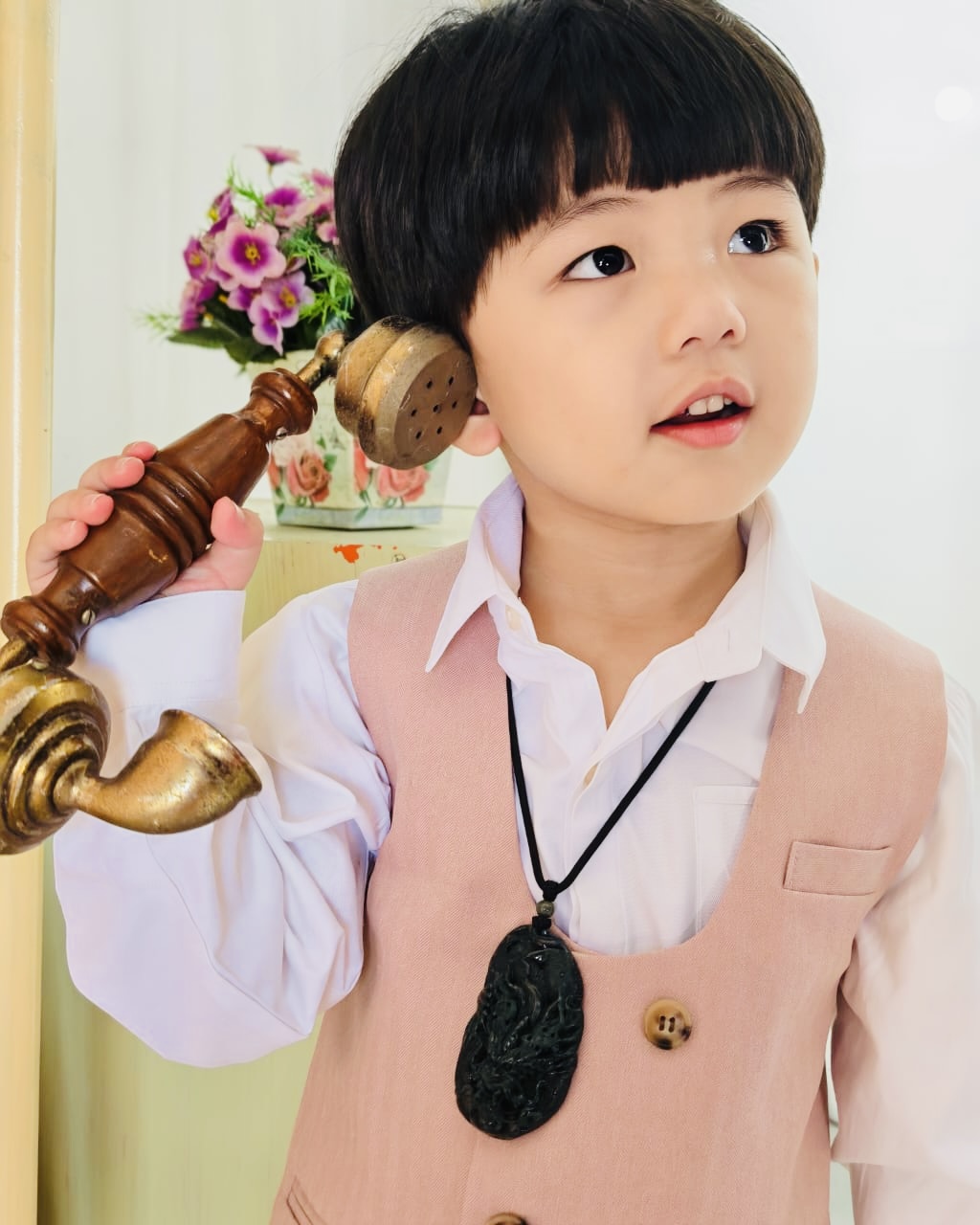 18K Green Carved Dragon Pendant (PJA01044)