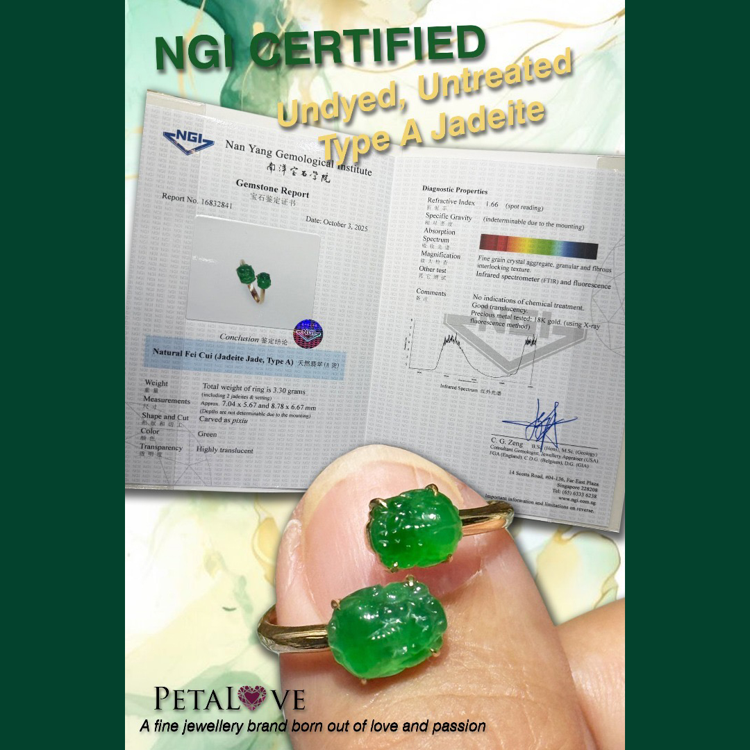 18K Yellow GoldGreen Pixiu Jade Ring (PJA01287)