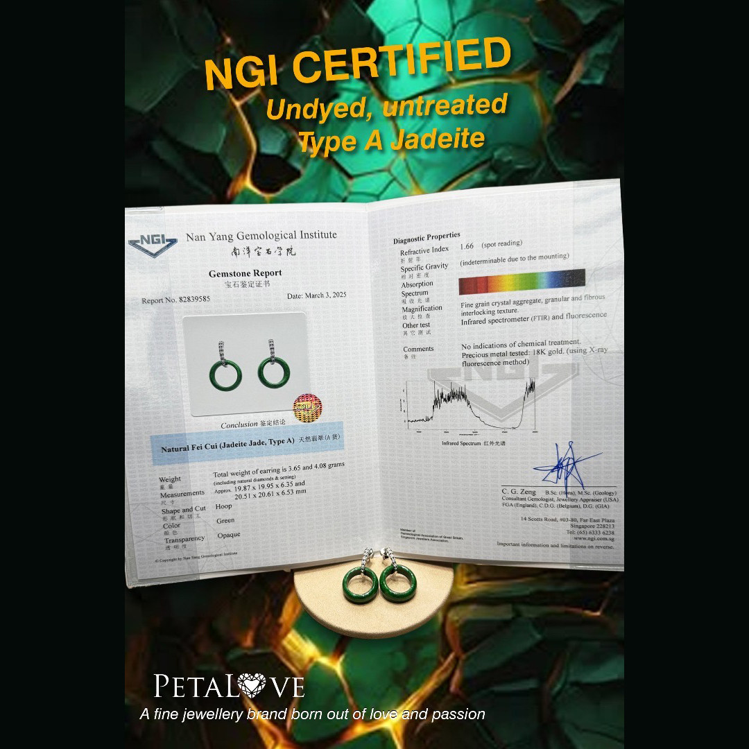 18k White Gold Intense Green Donuts Earrings (PJA00842)