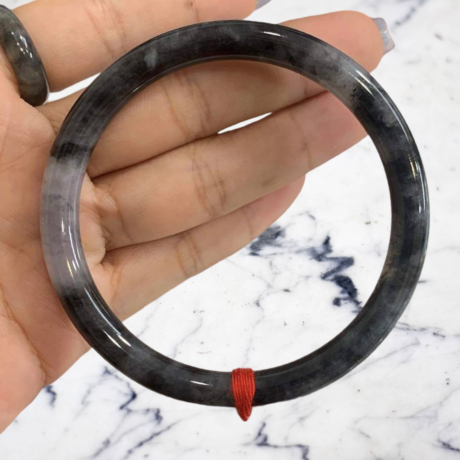 Highly Translucent Wuji Black Jade Bangle (PJA00602)