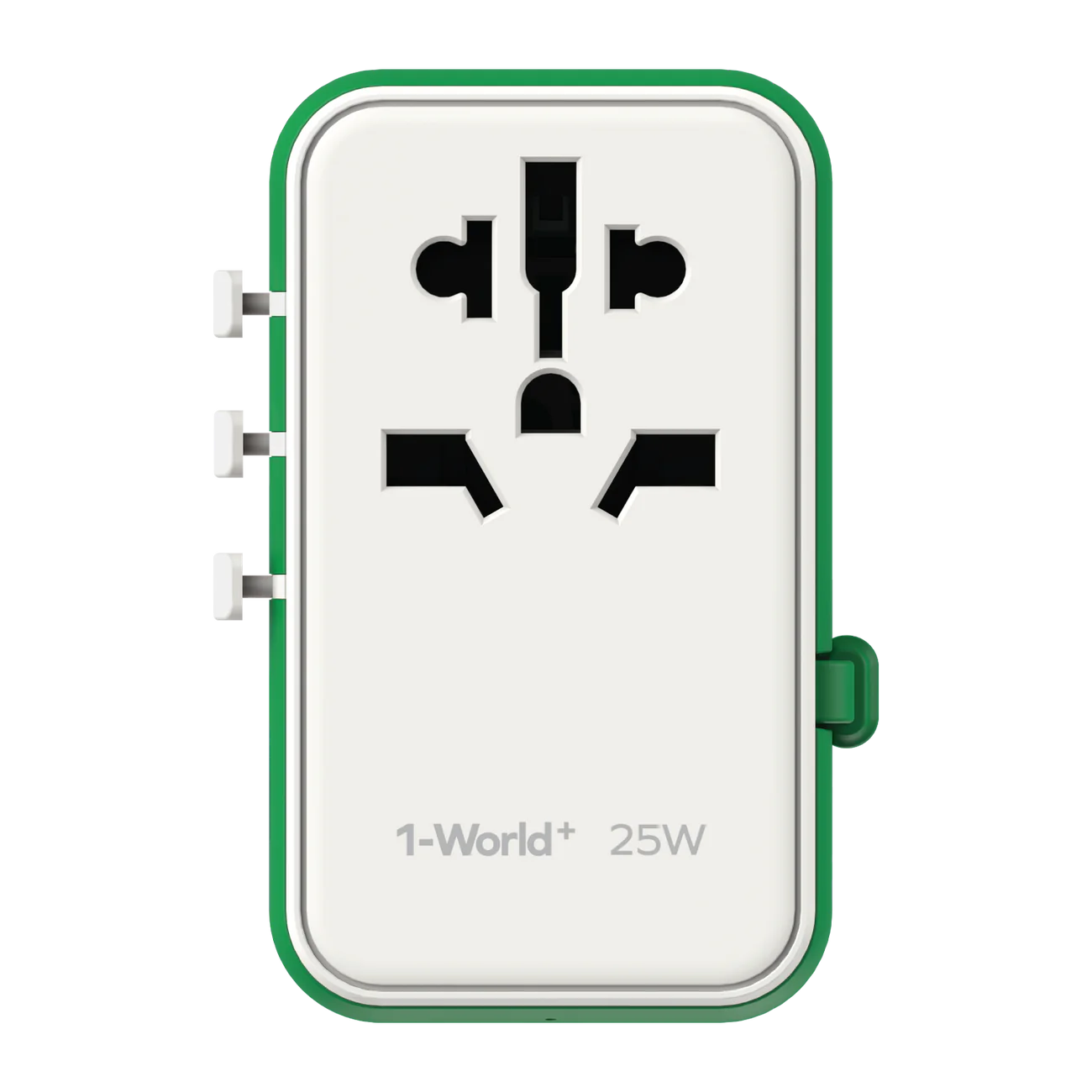 1-World+ 3-Port Travel Charger Built-In USB-C Cable 25W