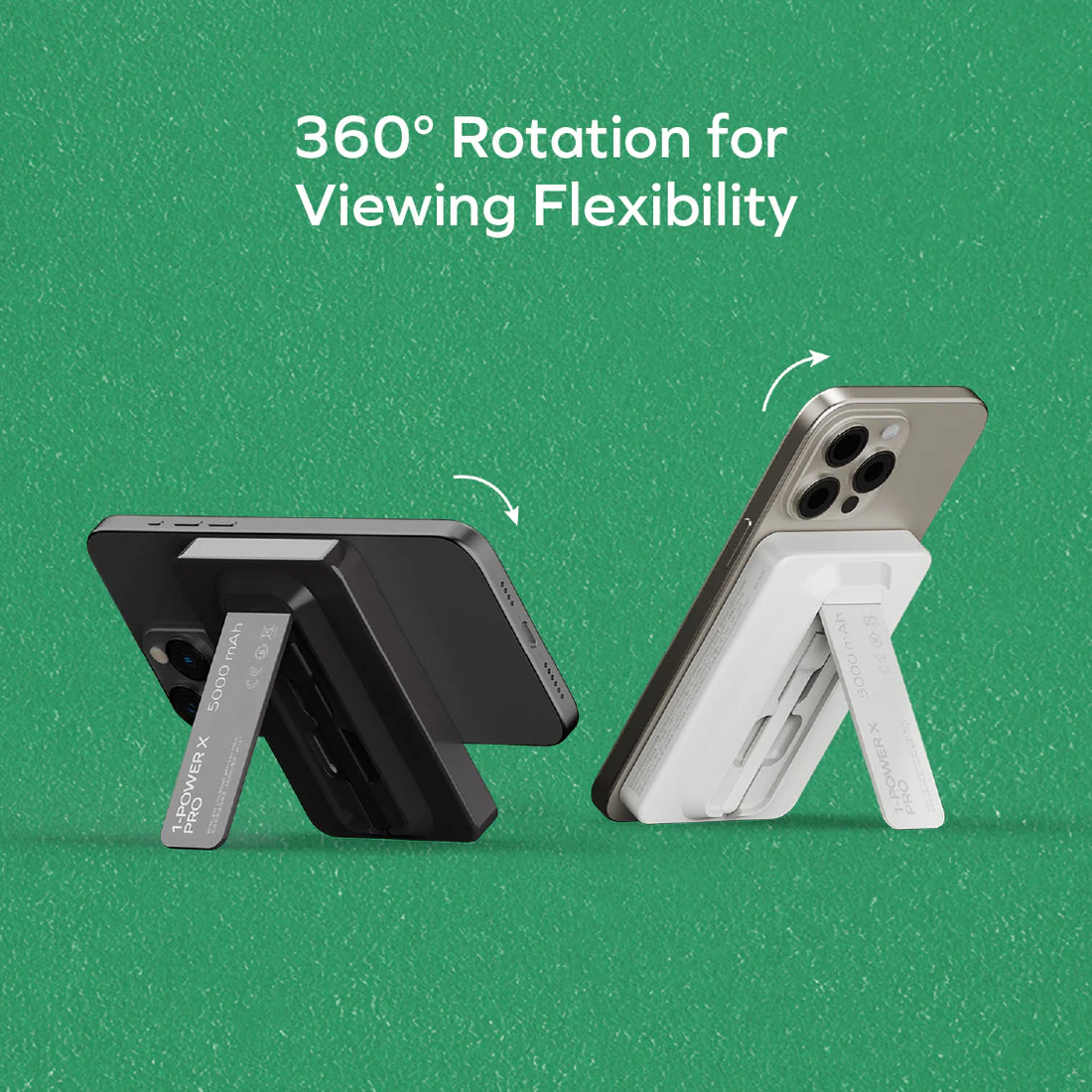 1-Power X Pro Magnetic Wireless Battery Pack (5,000mAh) with Built-in USB-C Cable