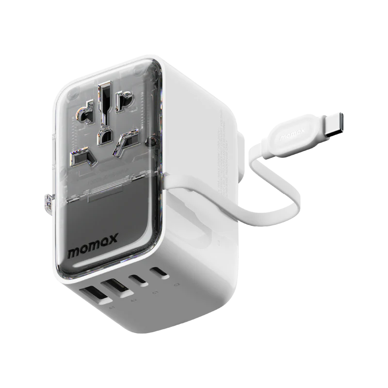 1-World+ Flow 35W 4-Port w/ Built-in USB-C Cable + AC Travel Adaptor
