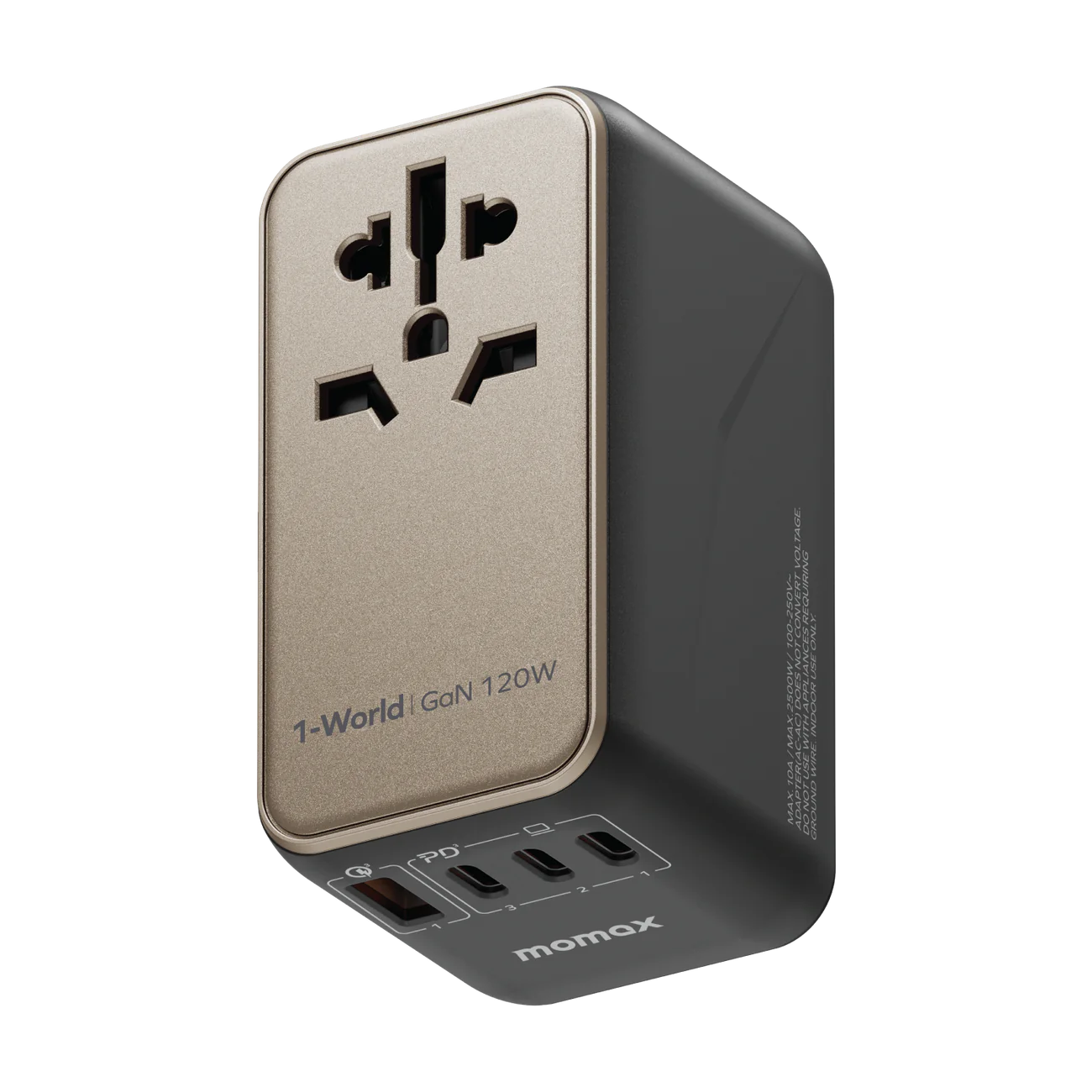 1-World Universal 4-Port Travel GaN Charger 120W + USB-C Cable