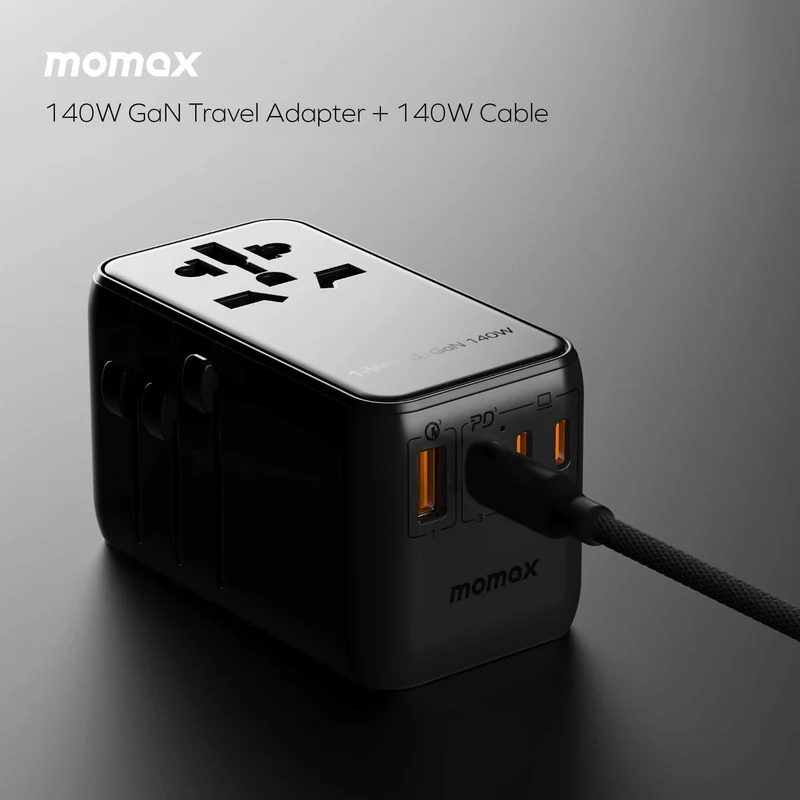 1-World 140W 4-Port + AC Travel Adaptor, with 140W USB-C cable