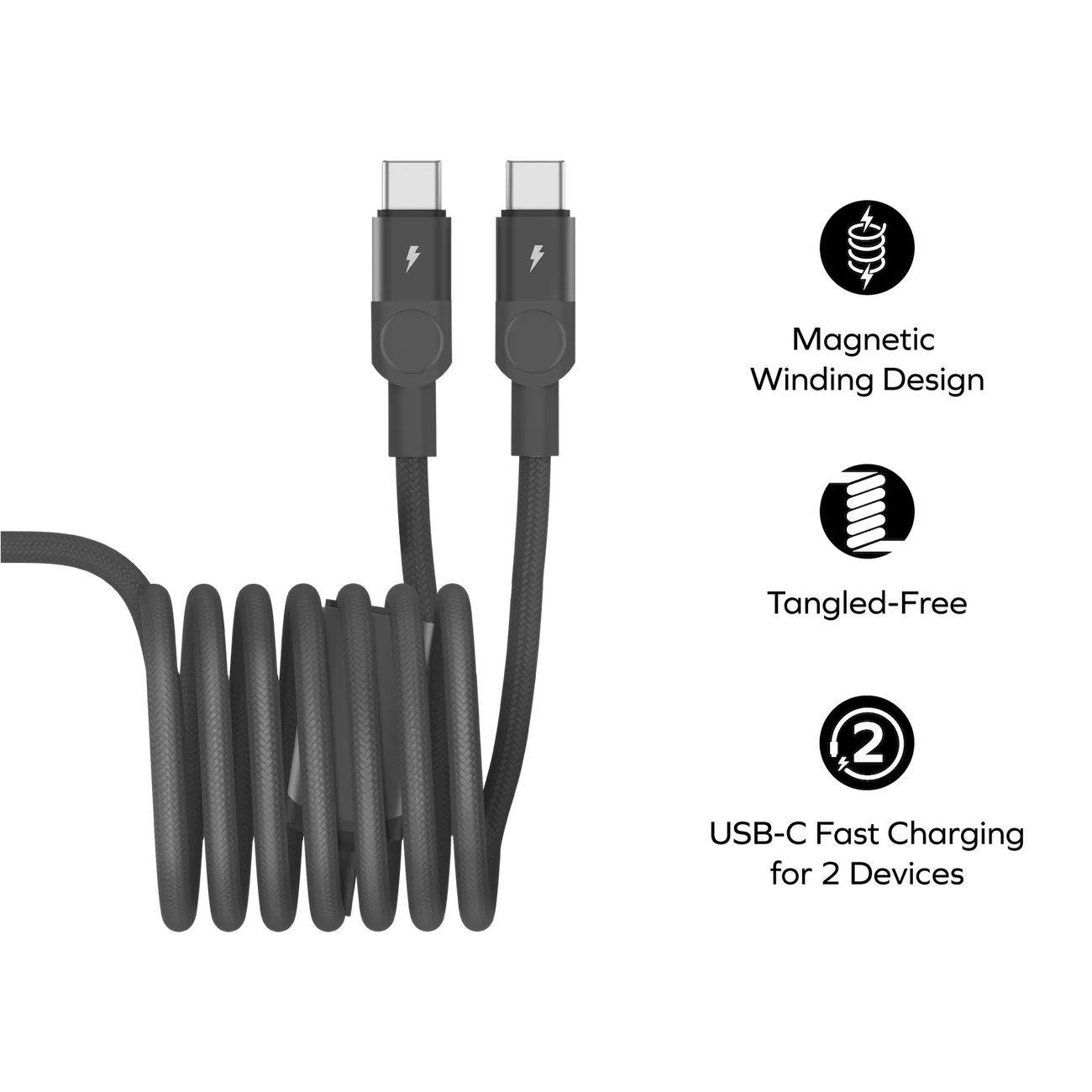 Mag.Link Magnetic USB-C to 2 USB-Cs Cable 100W 2m